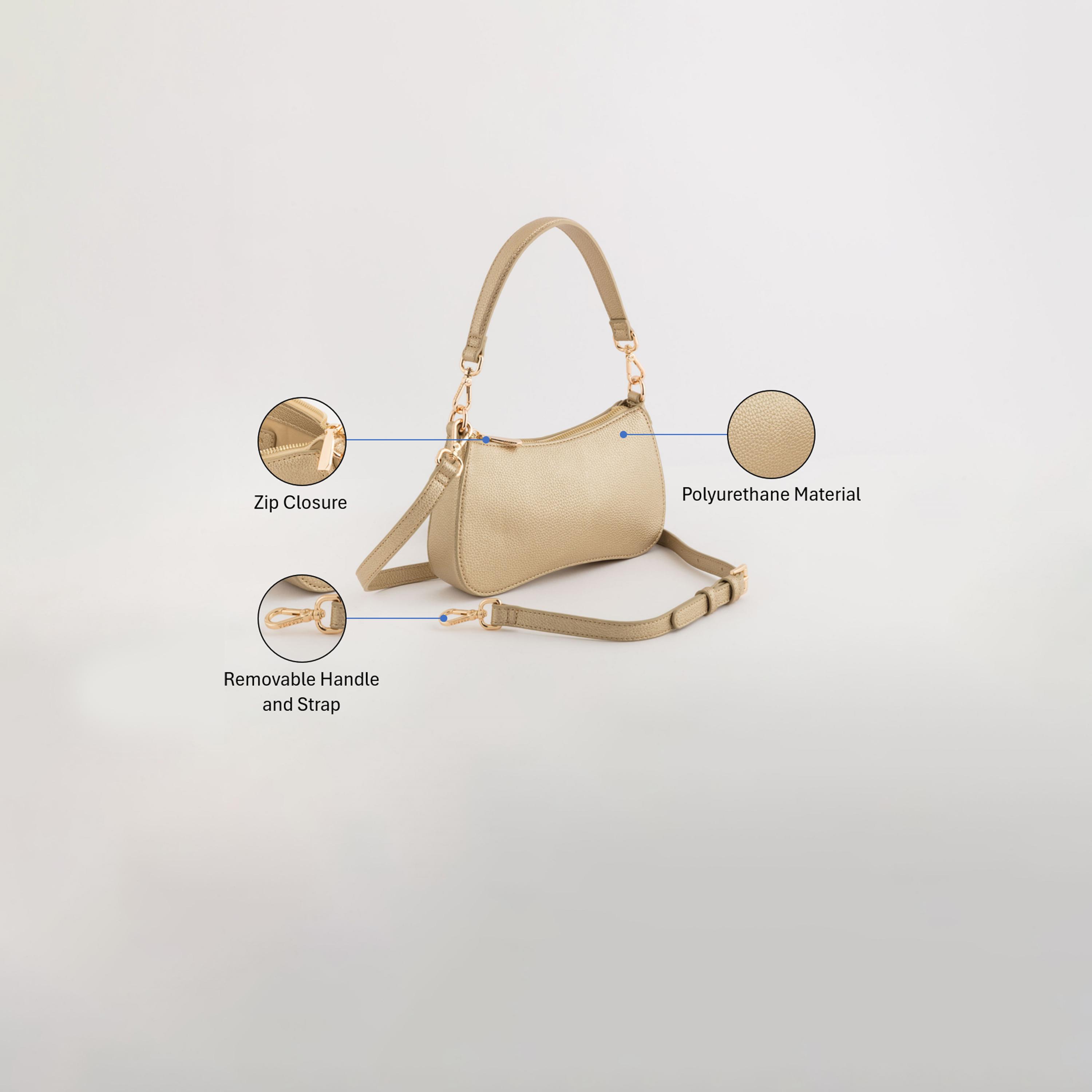 Carpisa Narciso Metallic Self Design Crossbody Bag with Zipper Closure | 22.50 x 13 x 4.50 cm-women-bagsandwallets-handbags-image-3