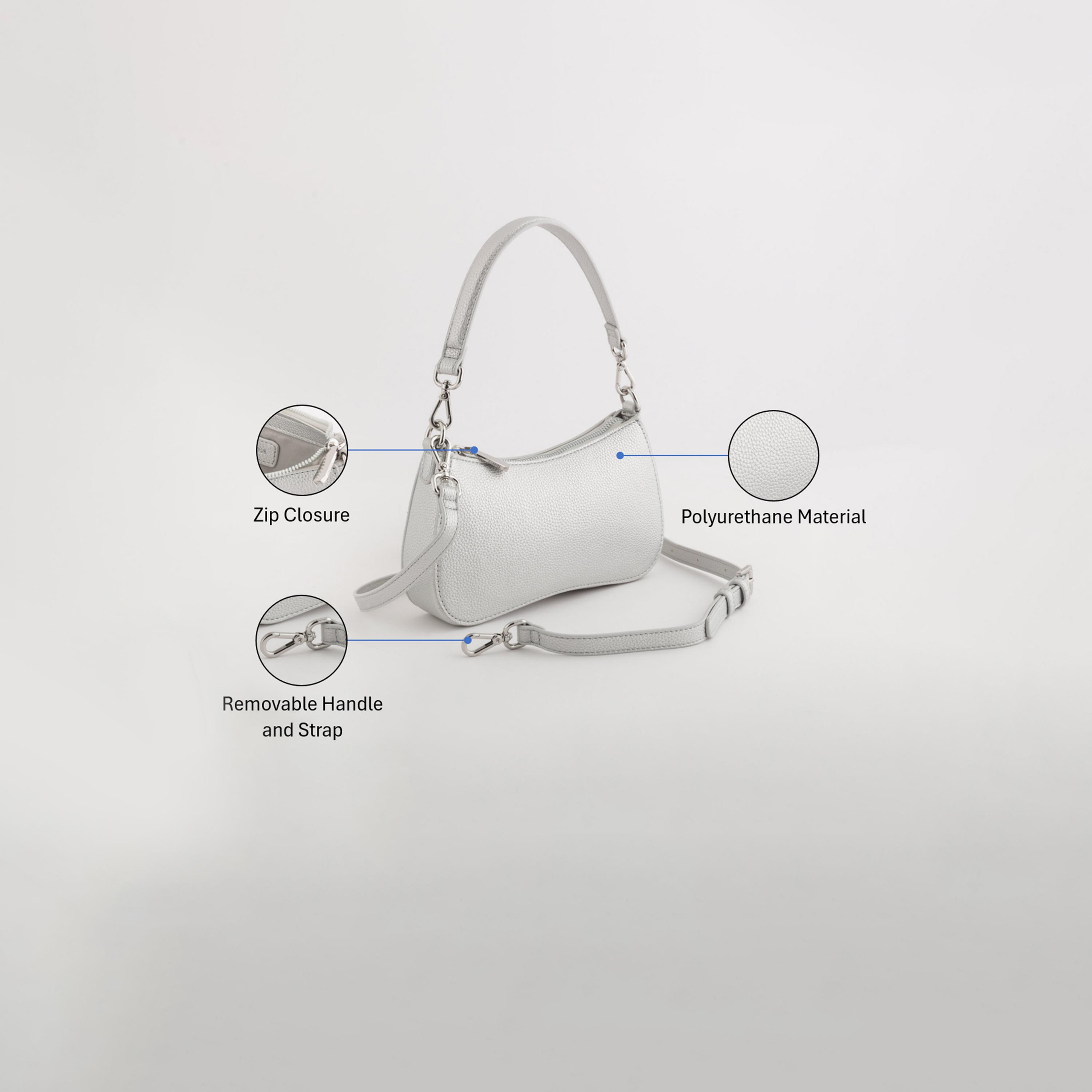 Carpisa Narciso Metallic Self Design Crossbody Bag with Zipper Closure | 22.50 x 13 x 4.50 cm-women-bagsandwallets-handbags-image-3