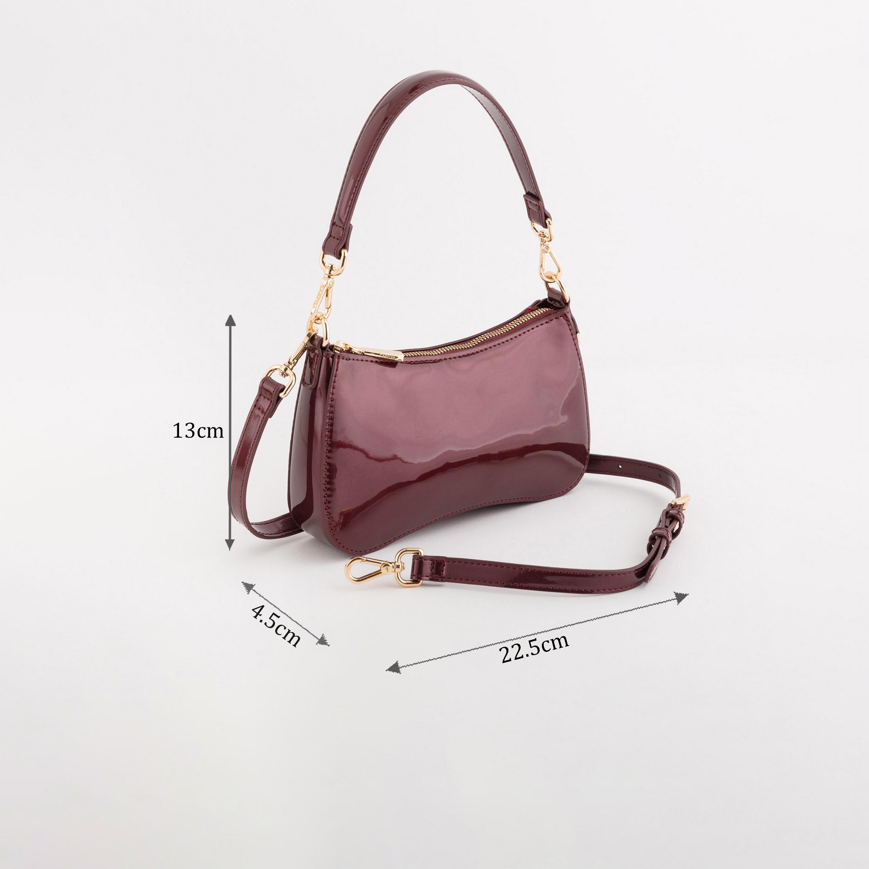Carpisa Narciso Patent Self Design Crossbody Bag with Zipper Closure | 22.50 x 13 x 4.50 cm-women-bagsandwallets-handbags-image-2