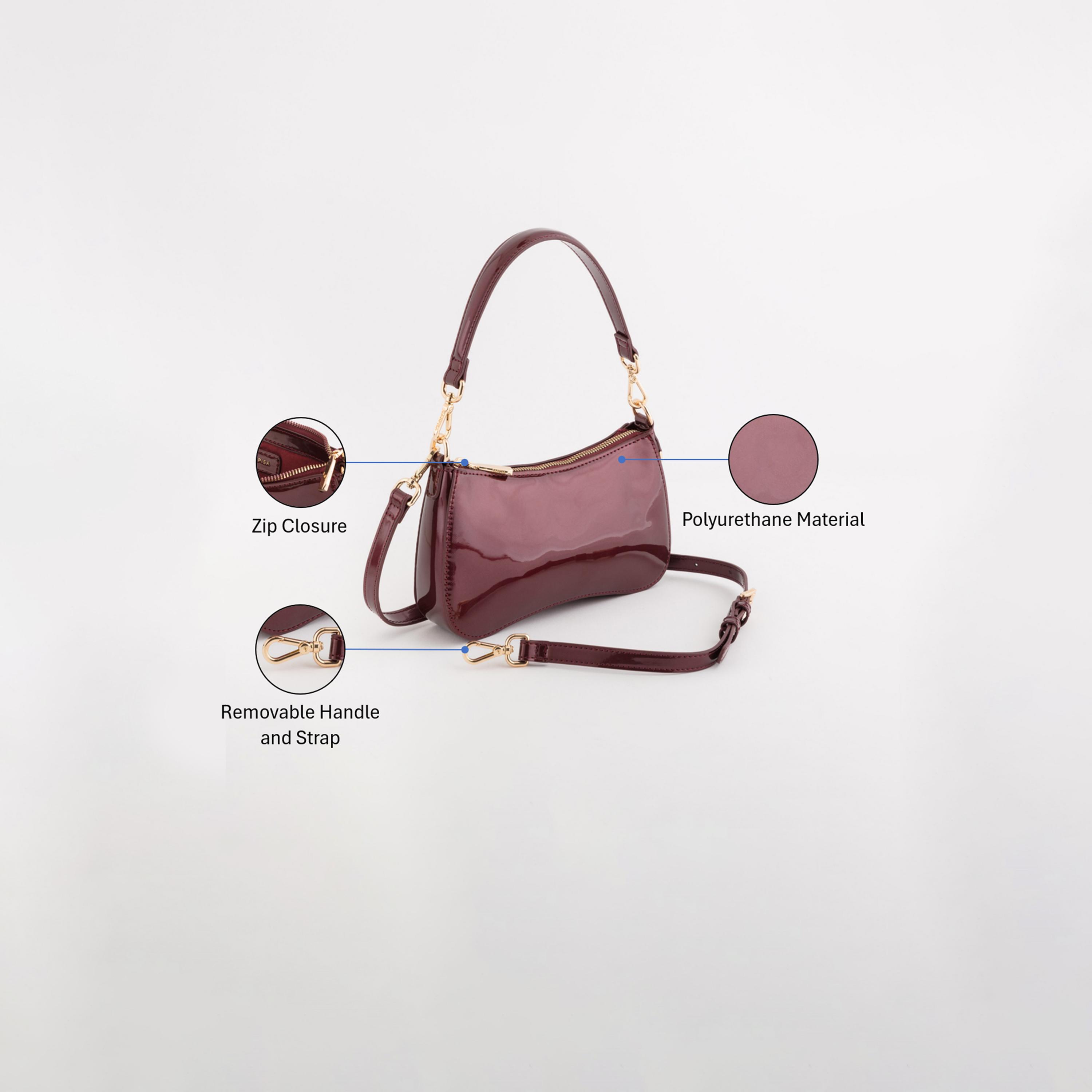 Carpisa Narciso Patent Self Design Crossbody Bag with Zipper Closure | 22.50 x 13 x 4.50 cm-women-bagsandwallets-handbags-image-3