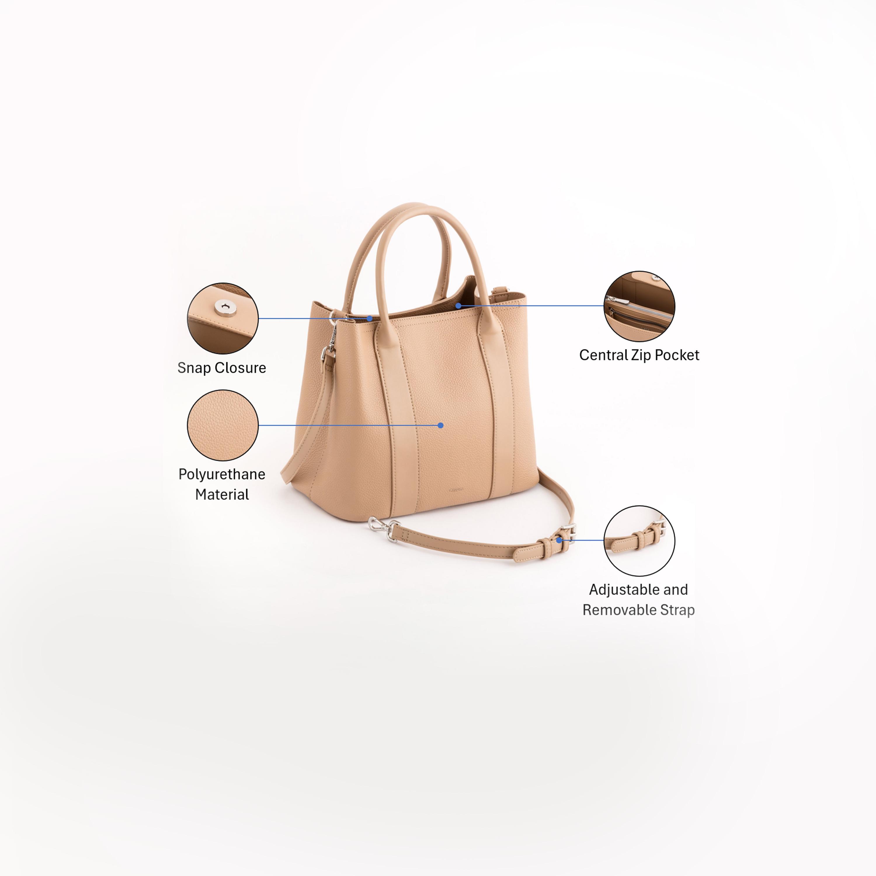 Carpisa Edvige V1 Self Design Handbag with Magnetic Closure | 30.50 x 23 x 13.50 cm-women-bagsandwallets-handbags-image-3