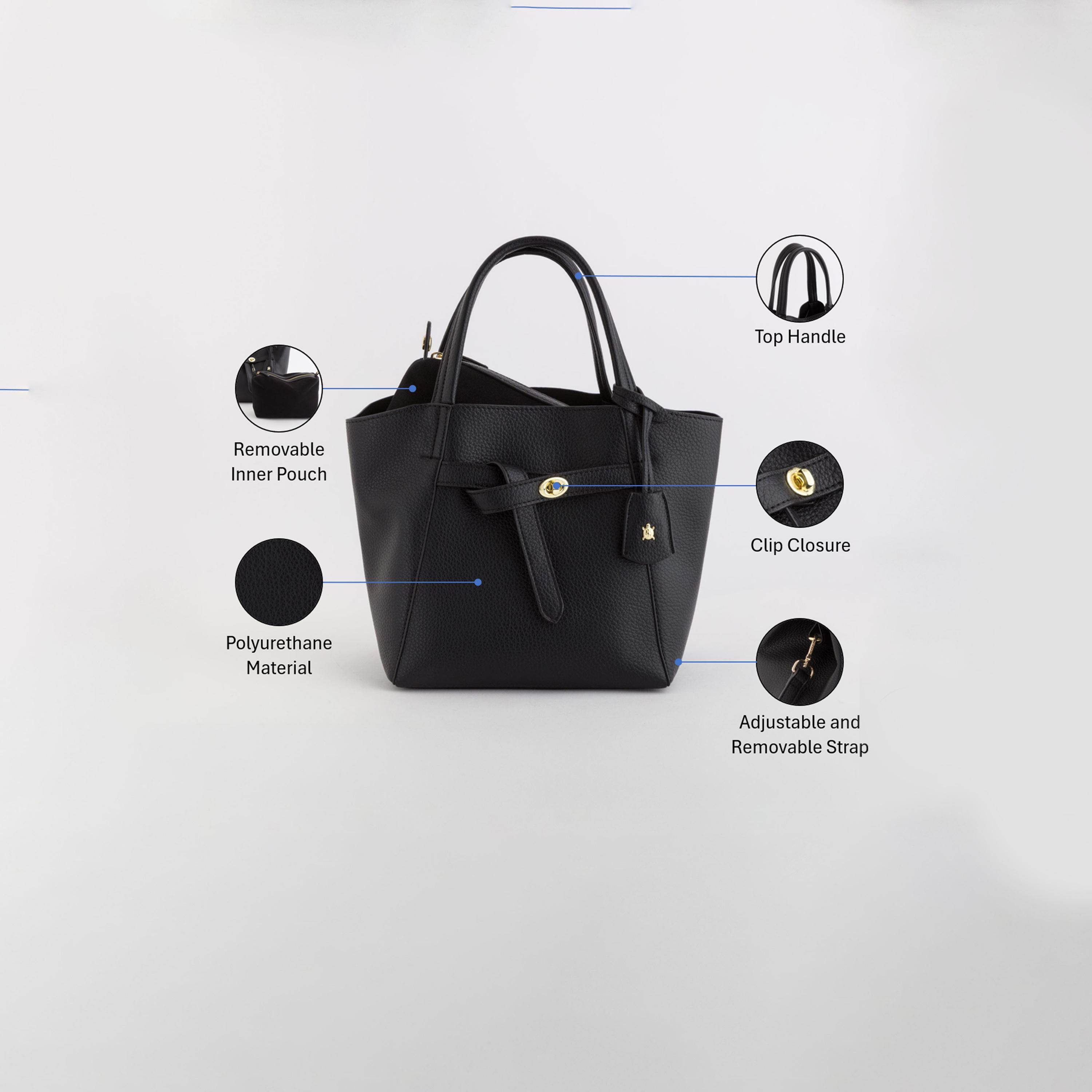 Carpisa Ontario Self Design Handbag with Magnetic Closure | 22.50 x 22 x 16.50 cm-women-bagsandwallets-handbags-image-3