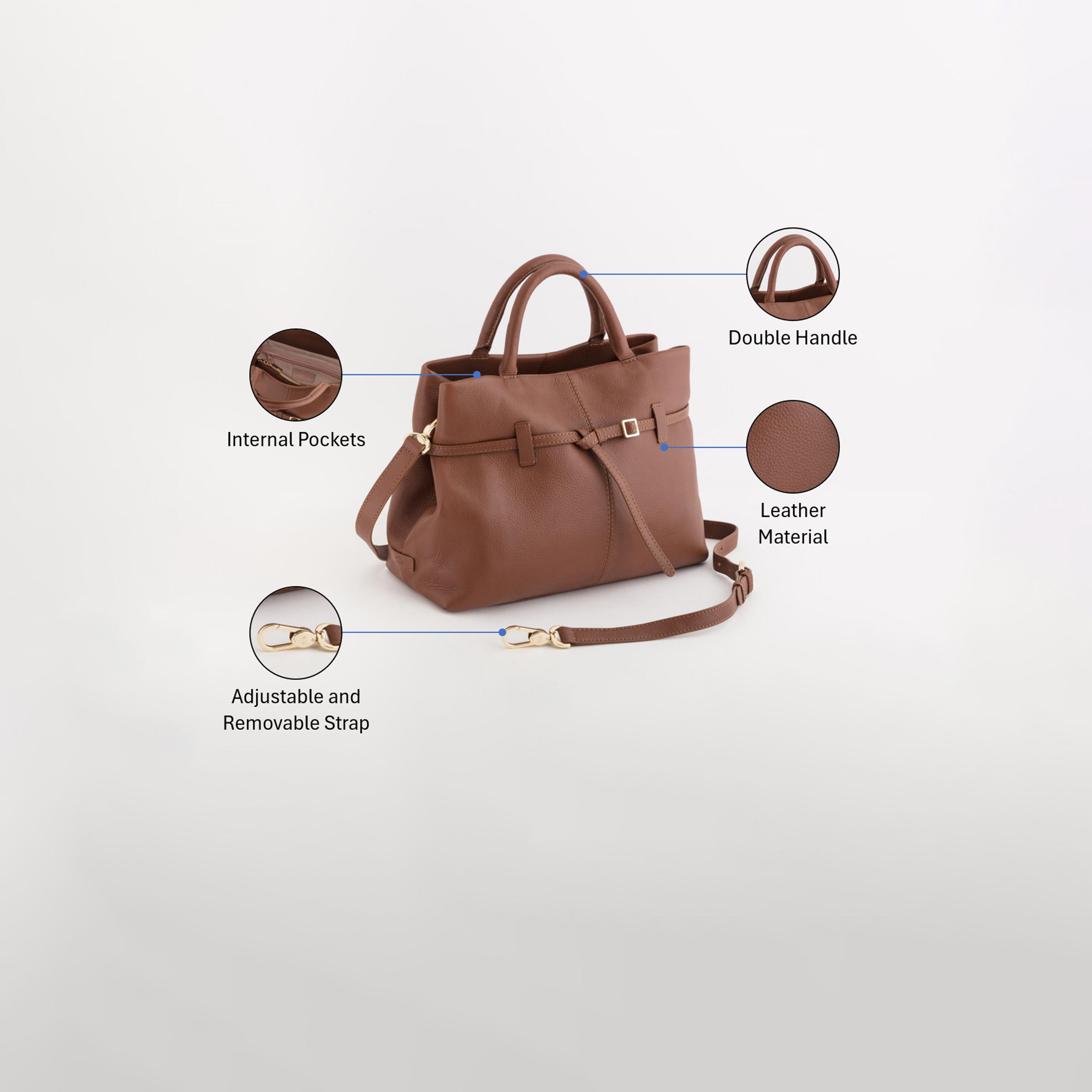 Carpisa Novella V2 Self Design Leather Handbag with Magnetic Closure | 35 x 22 x 14 cm-women-bagsandwallets-handbags-image-3