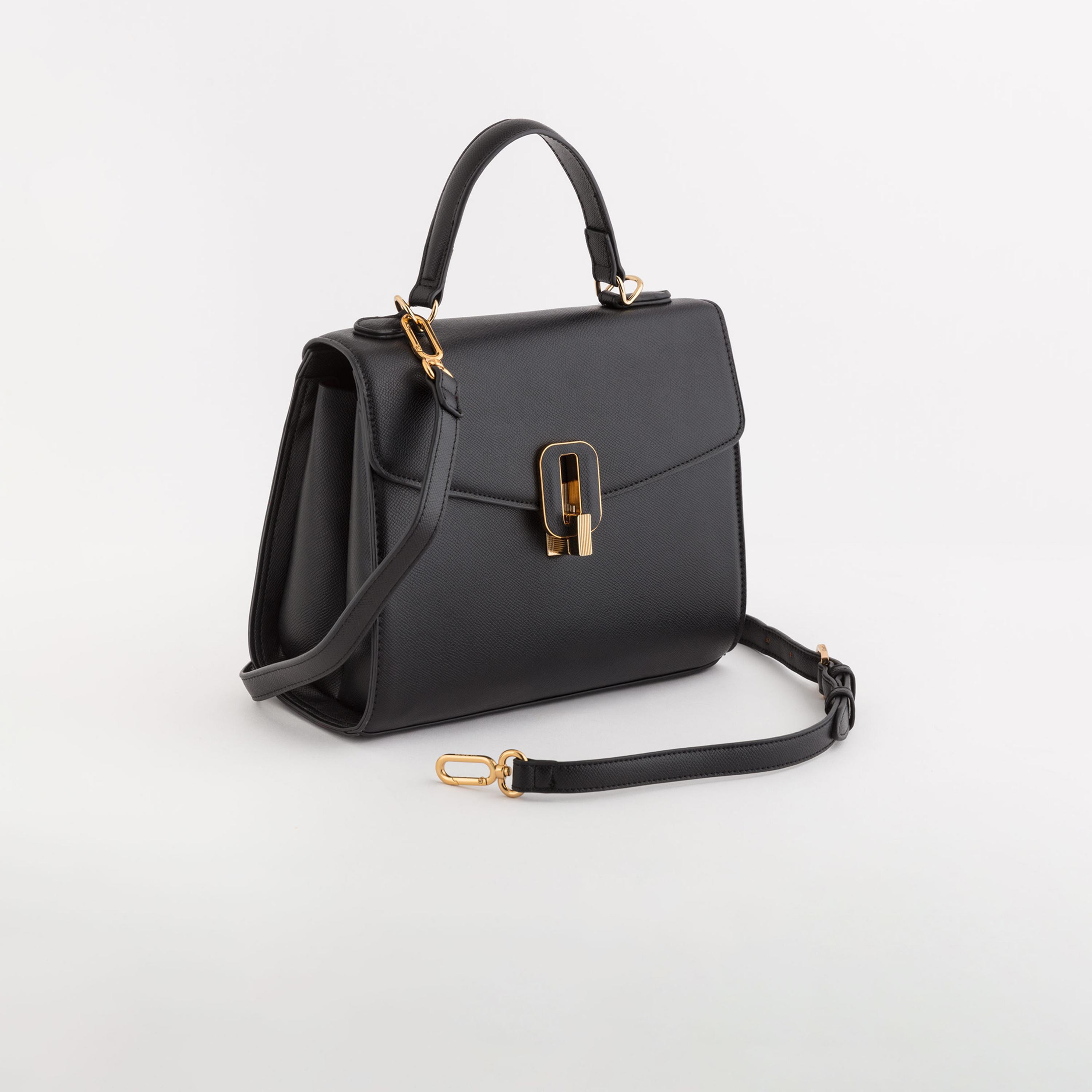 Carpisa Minerva Self Design Shoulder Bag with Twist Lock | 26.50 x 20 x 11.50 cm-women-bagsandwallets-handbags-image-1