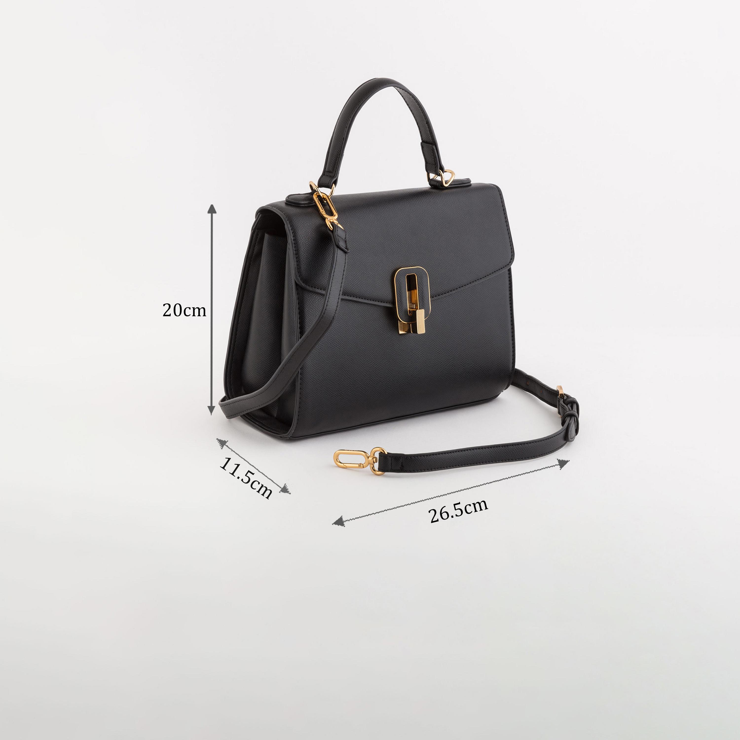 Carpisa Minerva Self Design Shoulder Bag with Twist Lock | 26.50 x 20 x 11.50 cm-women-bagsandwallets-handbags-image-2