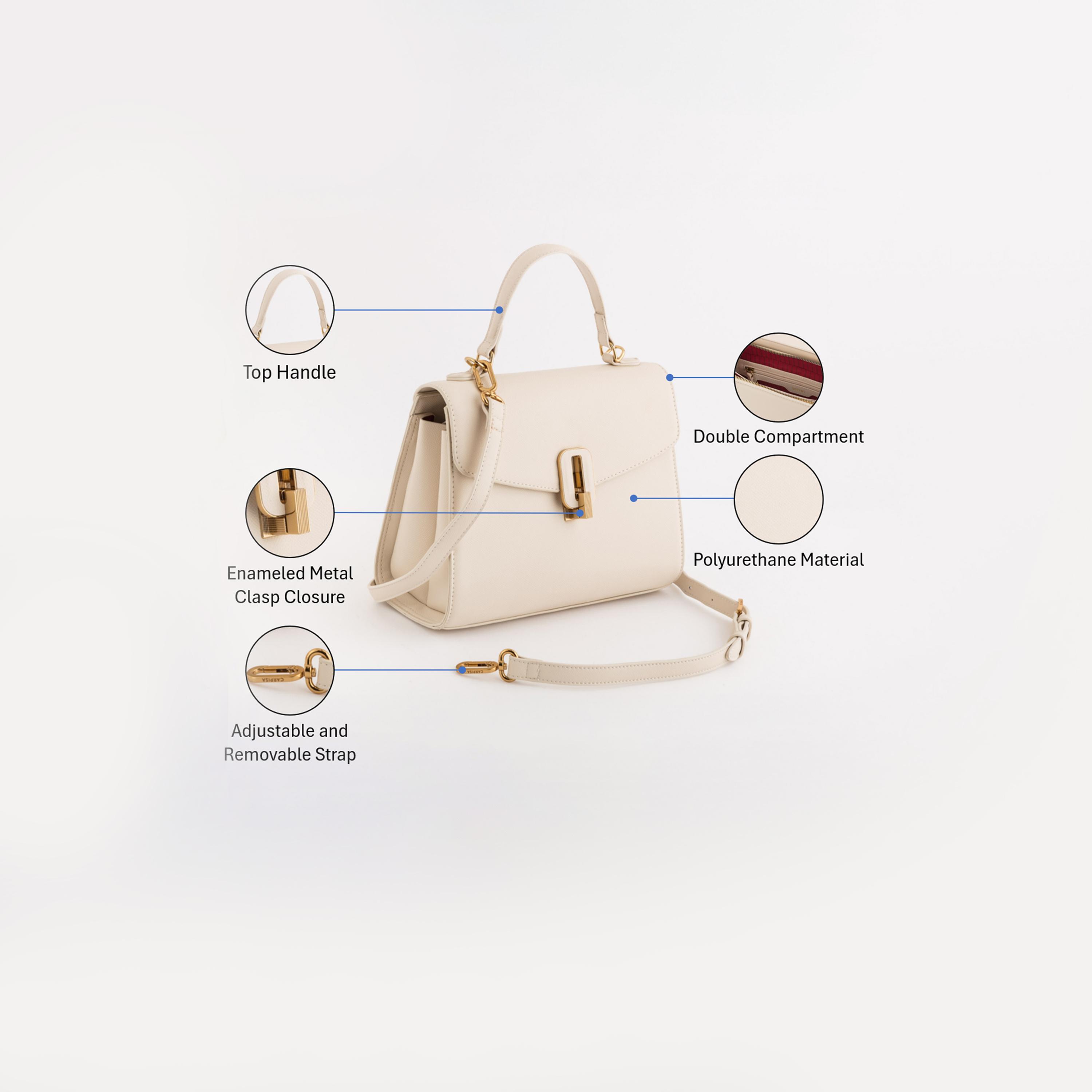 Carpisa Minerva Self Design Shoulder Bag with Twist Lock | 26.50 x 20 x 11.50 cm-women-bagsandwallets-handbags-image-3