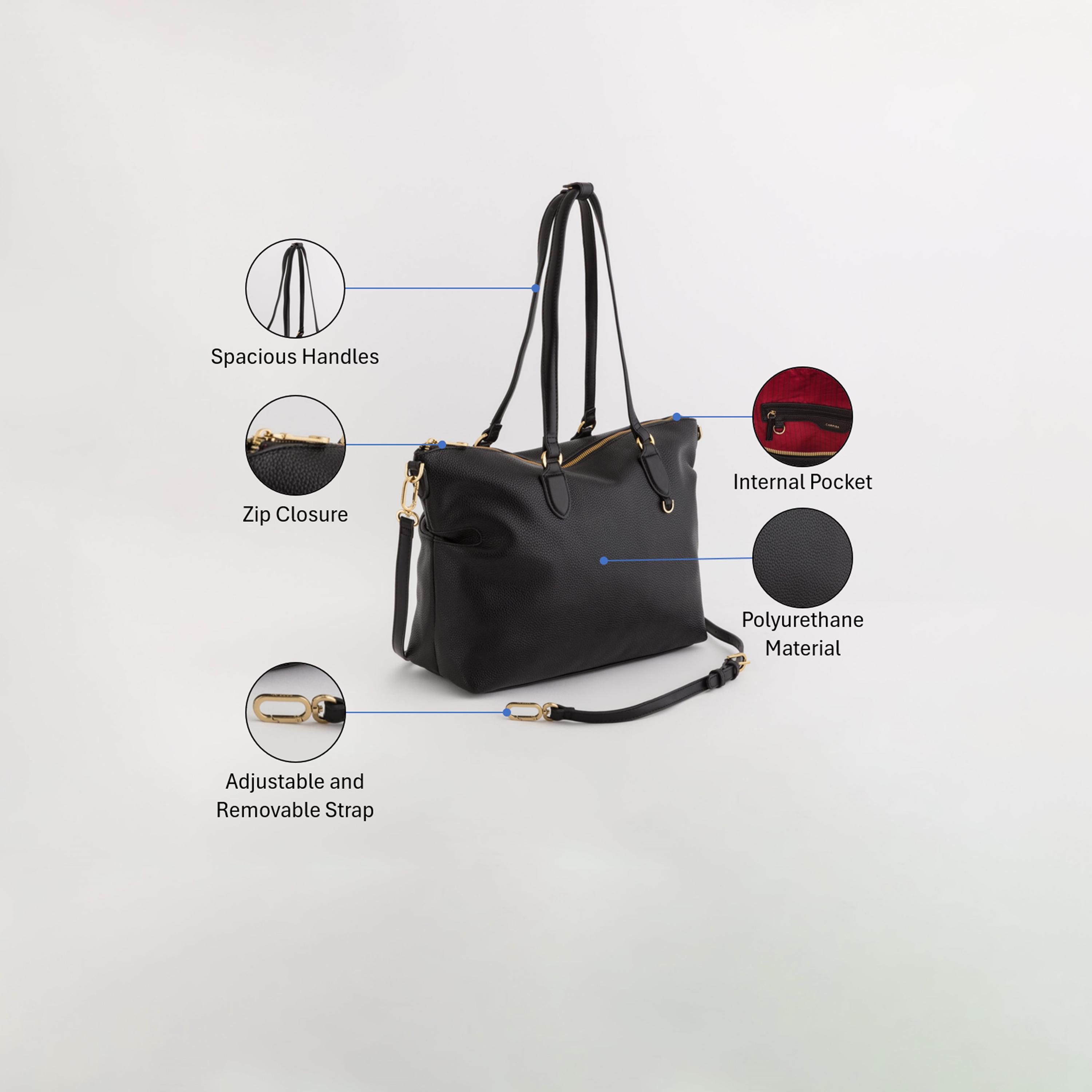 Carpisa Augusta Self Design Tote Bag with Zipper Closure | 35 x 25.50 x 12.50 cm-women-bagsandwallets-handbags-image-3