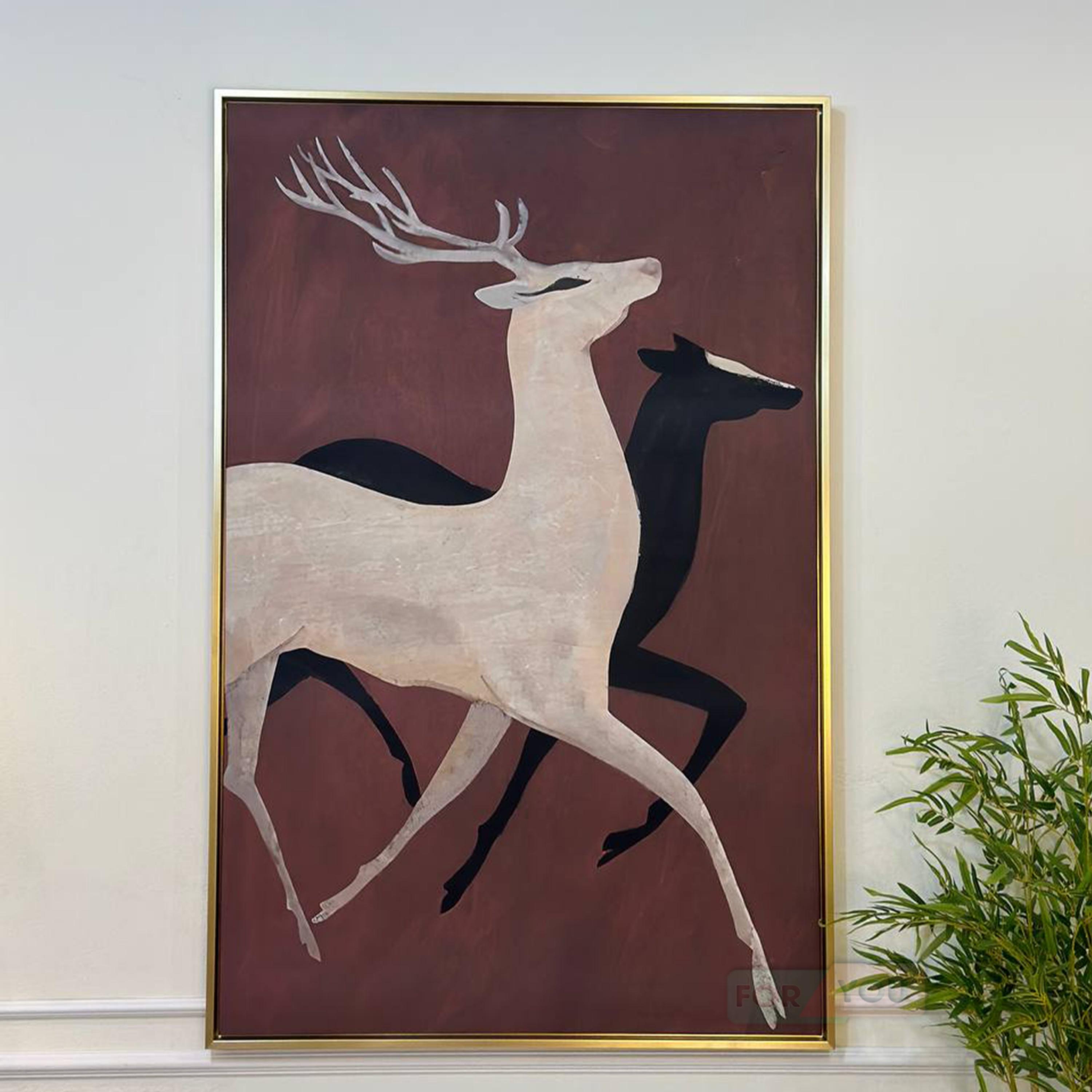 Deer Motif Framed Wall Art-household-walldecorandmirrors-wallart-image-1
