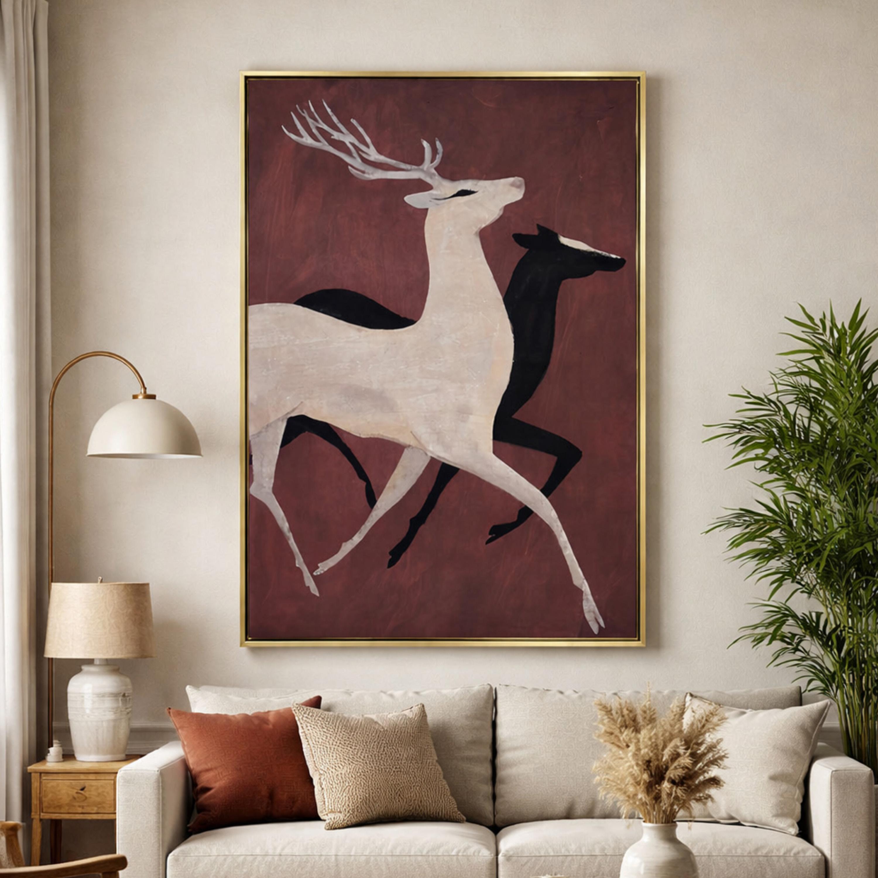 Deer Motif Framed Wall Art-household-walldecorandmirrors-wallart-image-2