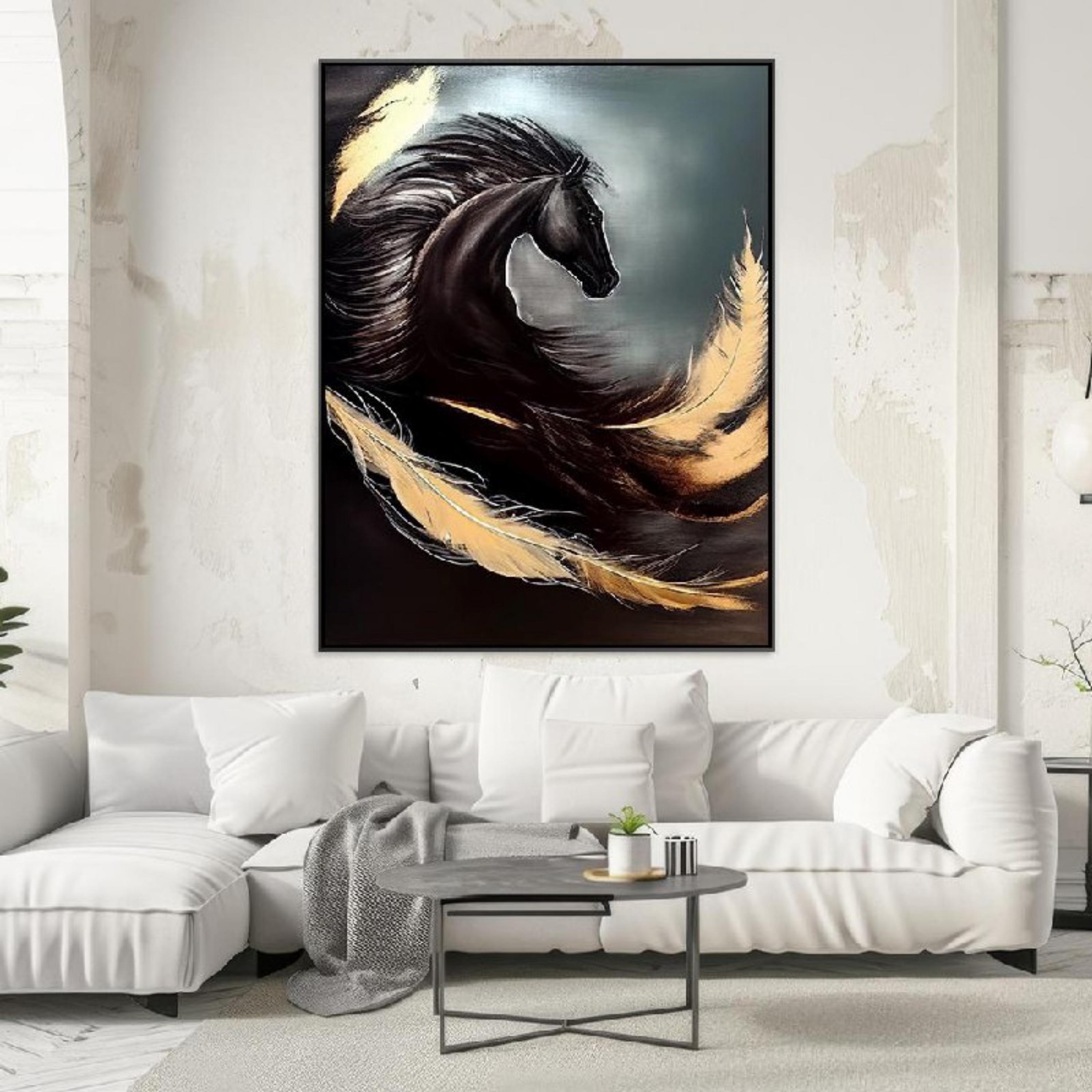 Majestic Horse Feather Wall Art-household-walldecorandmirrors-wallart-image-1