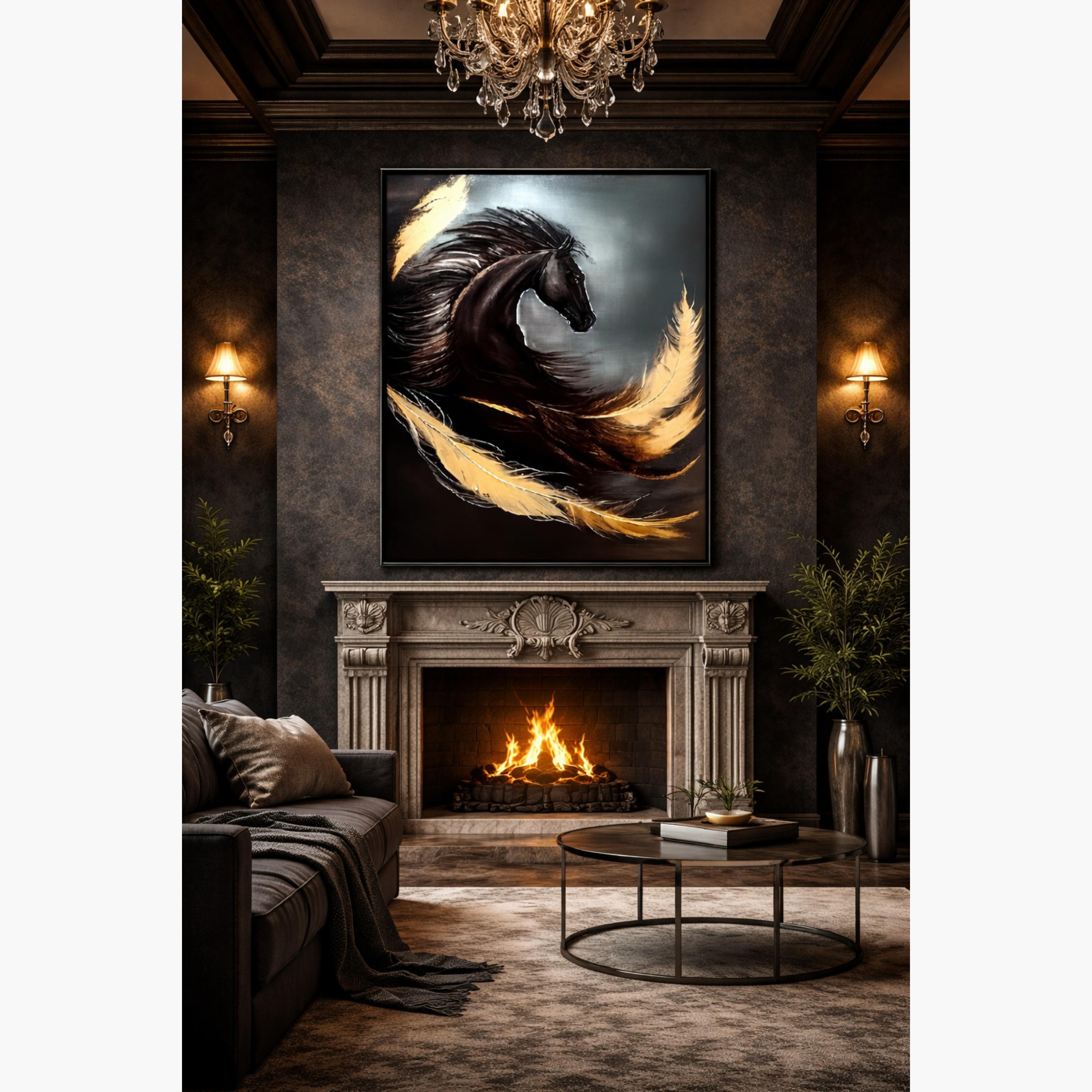 Majestic Horse Feather Wall Art-household-walldecorandmirrors-wallart-image-2