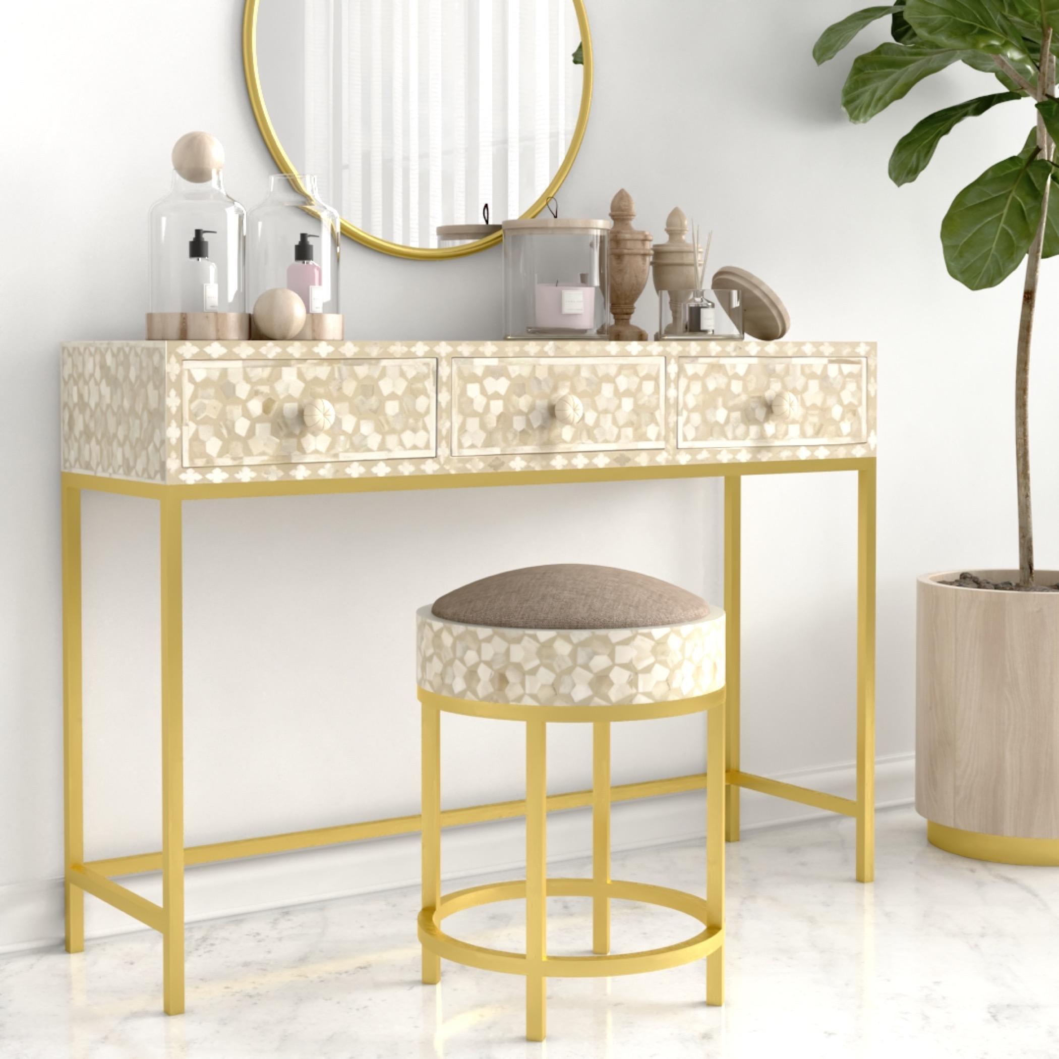 Vaan 3-Drawer Dresser with Stool