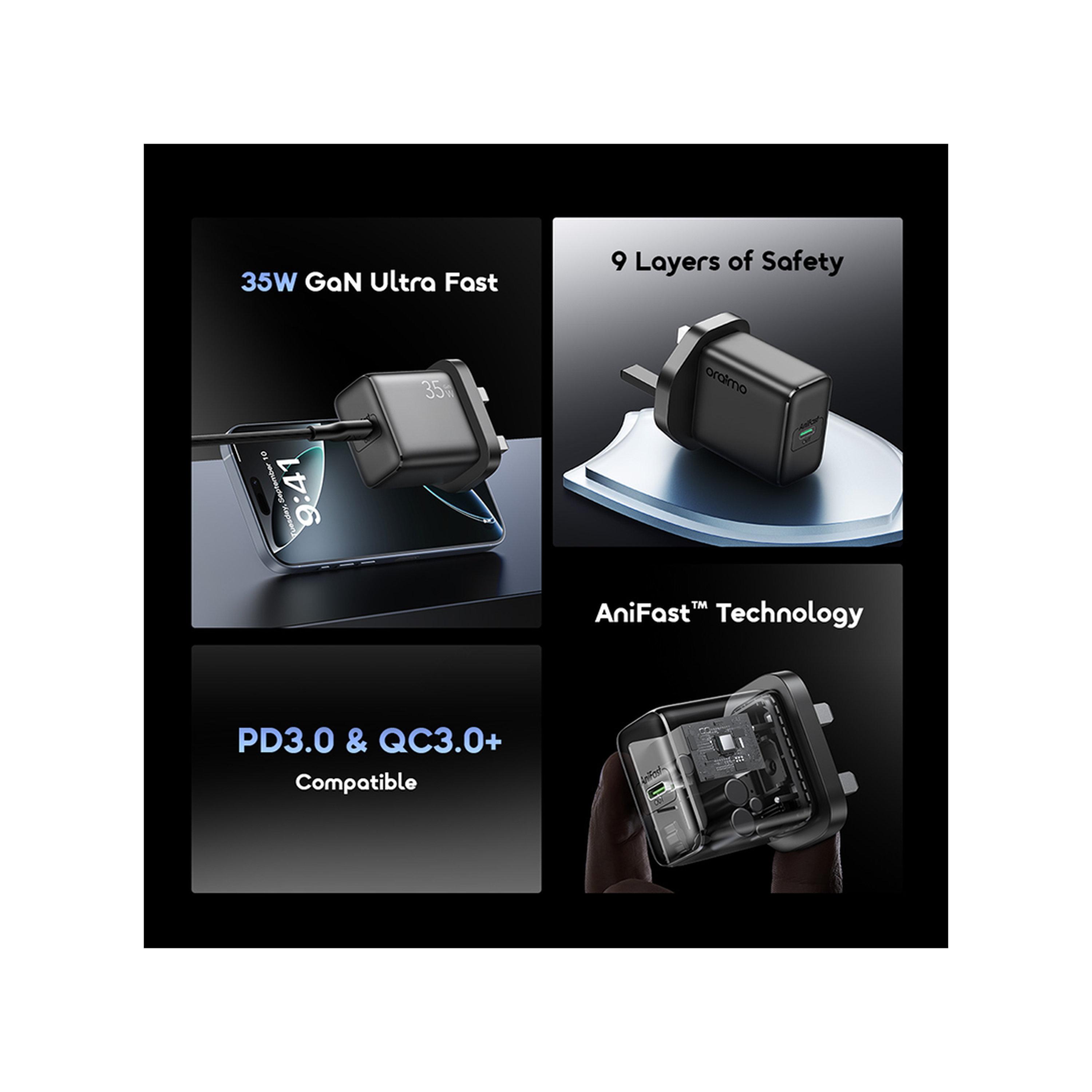 Oraimo Wall Charger USB-C Port 35W - Black-electronics-accessories-mobileaccesories-image-2