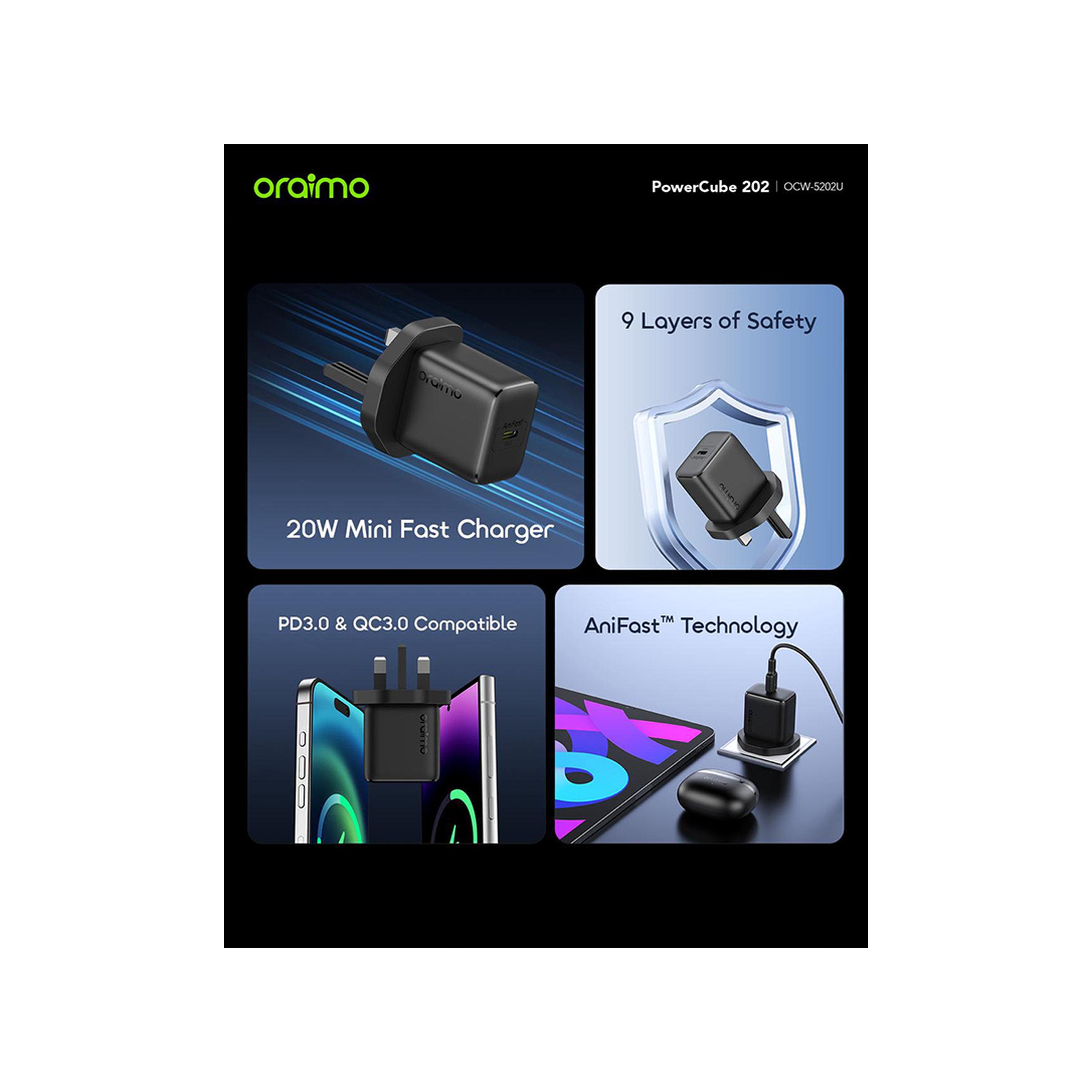 Oraimo Wall Charging USB-C Port 20W - Black-electronics-accessories-mobileaccesories-image-2