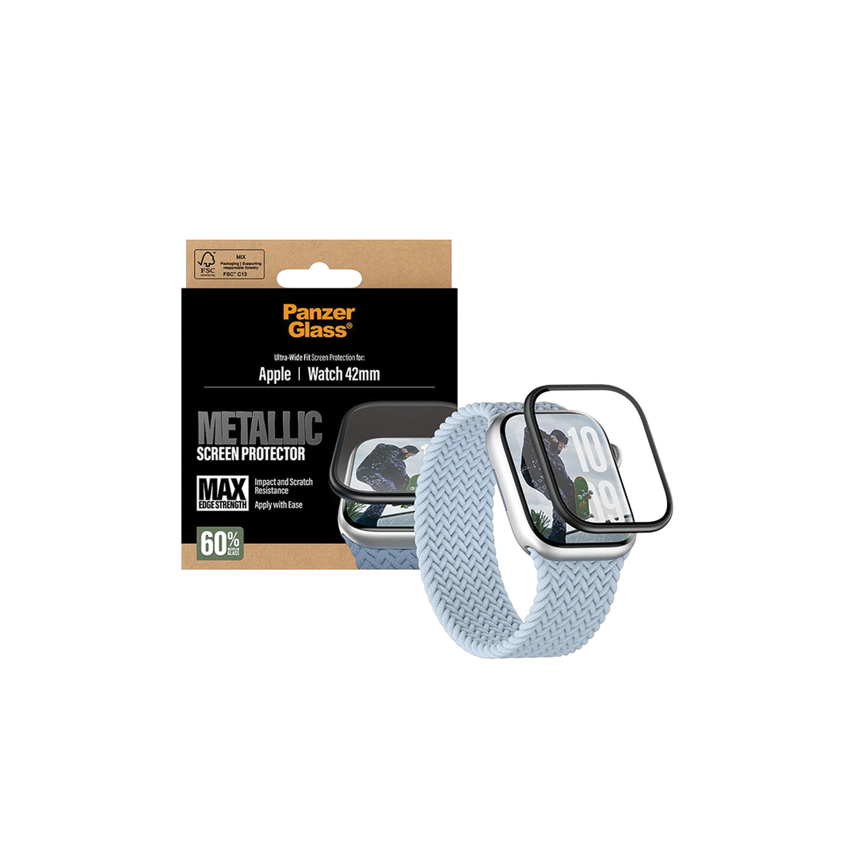 Panzer Glass Screen Protector with Black Metal Frame Apple Watch 42mm - Clear-electronics-accessories-wearableaccesories-image-2