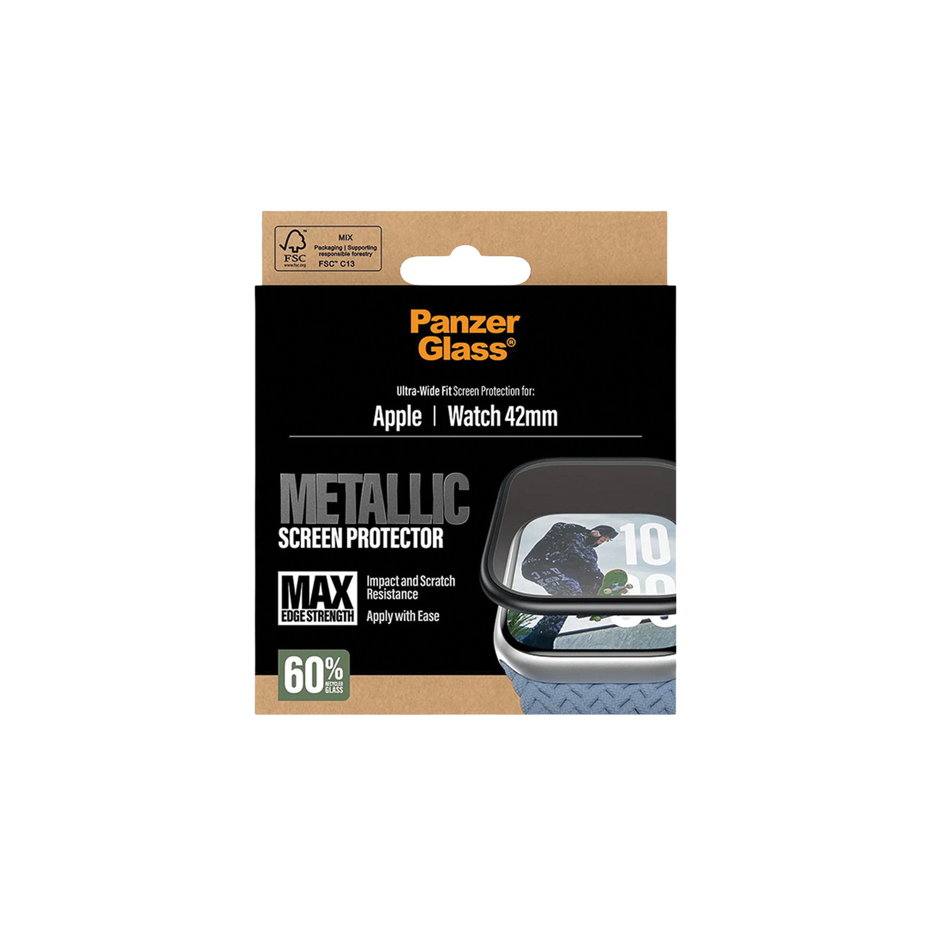 Panzer Glass Screen Protector with Black Metal Frame Apple Watch 42mm - Clear-electronics-accessories-wearableaccesories-image-5