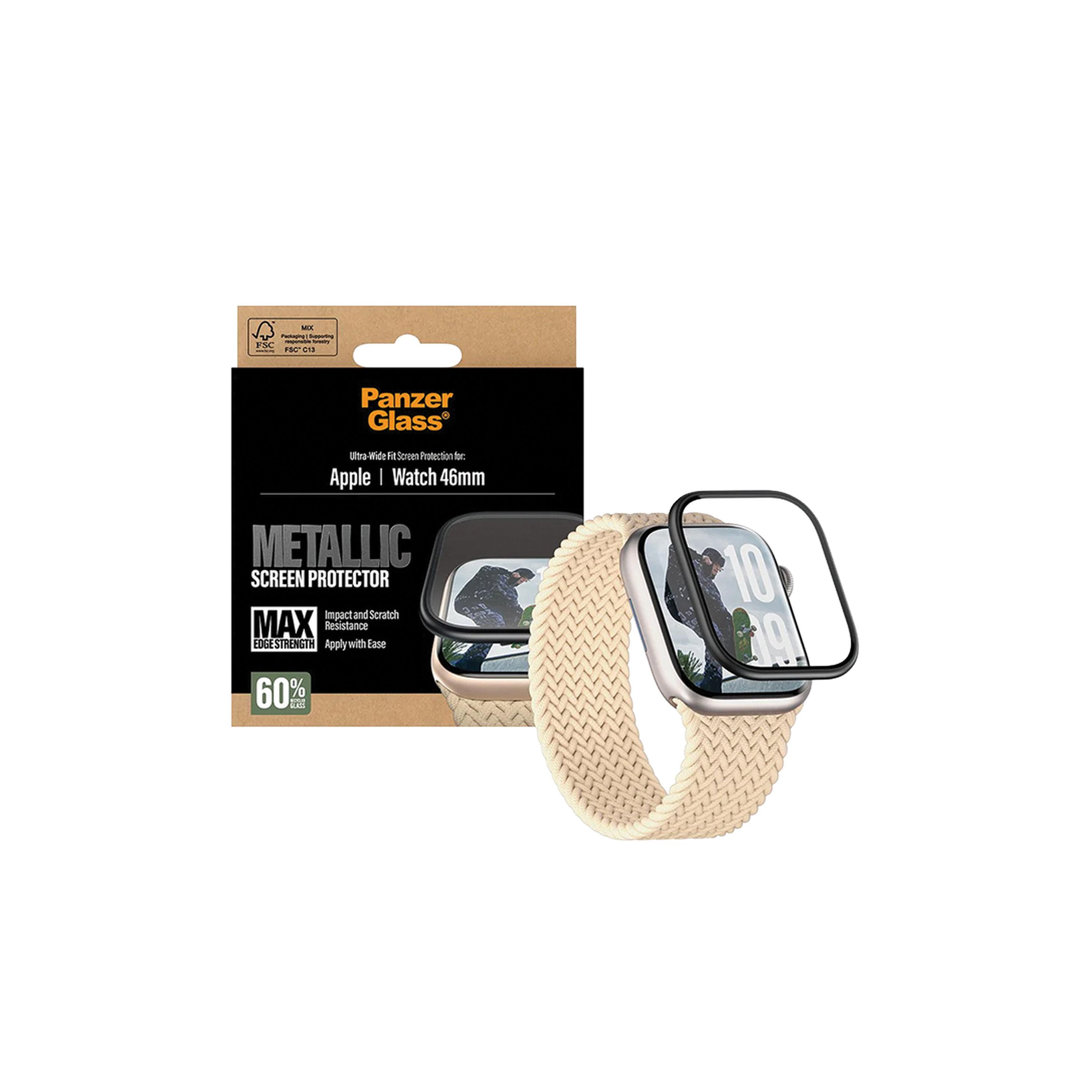 Panzer Glass Screen Protector with Black Metal Frame Apple Watch 46mm - Clear-electronics-accessories-wearableaccesories-image-2