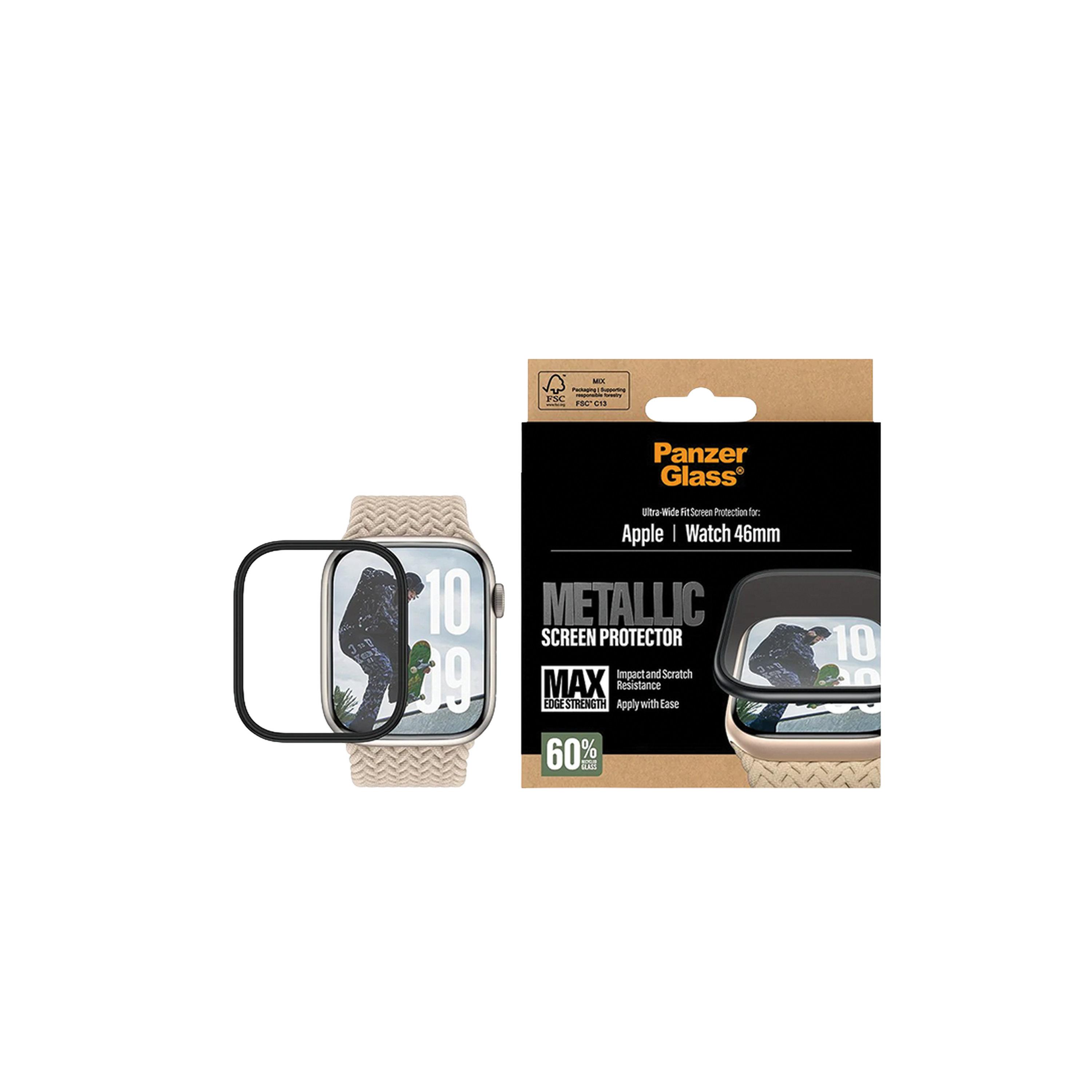 Panzer Glass Screen Protector with Black Metal Frame Apple Watch 46mm - Clear-electronics-accessories-wearableaccesories-image-4