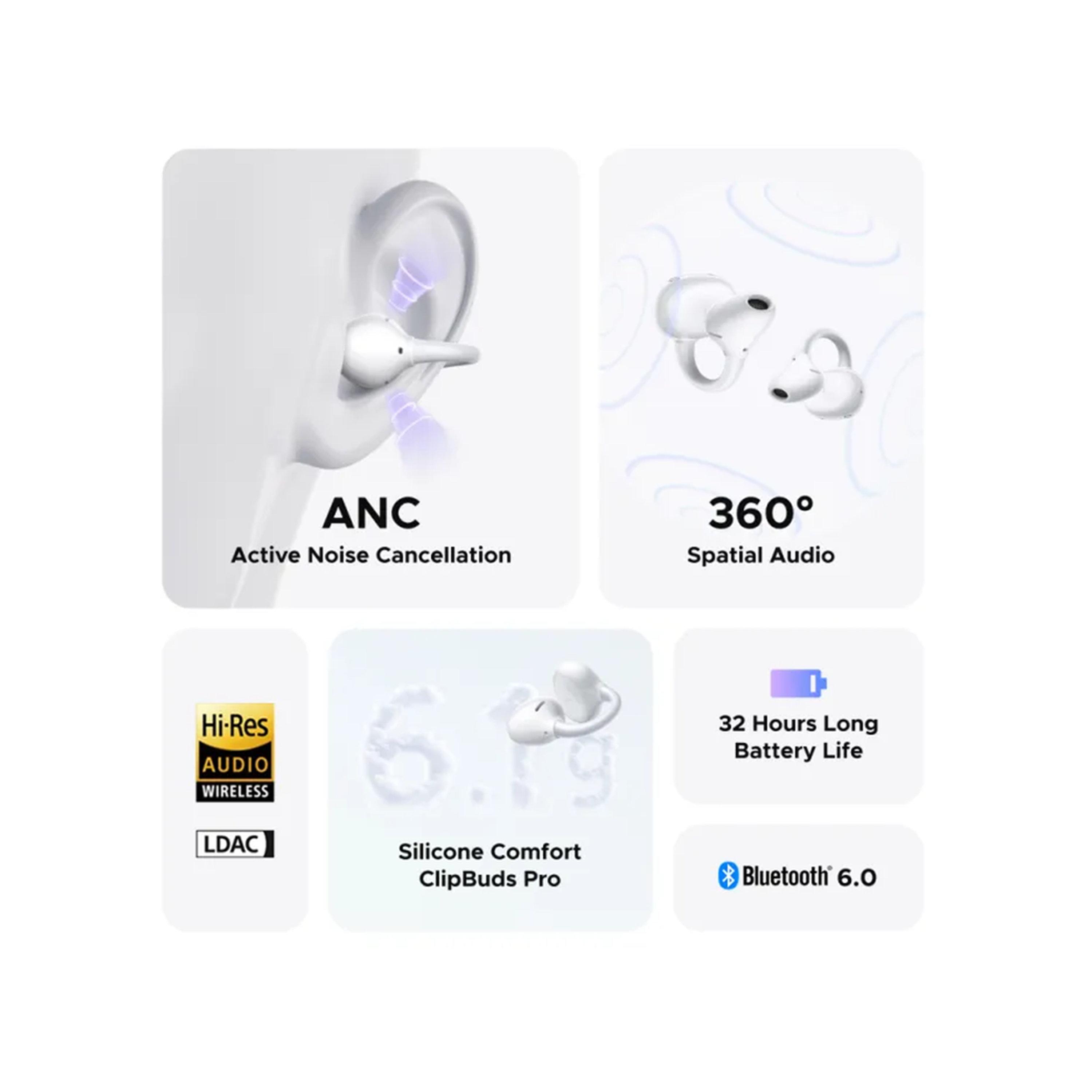 Ugreen ClipBuds Pro Hybrid Active noise-Cancelling Earbuds - White-electronics-headphonesandearphones-image-4