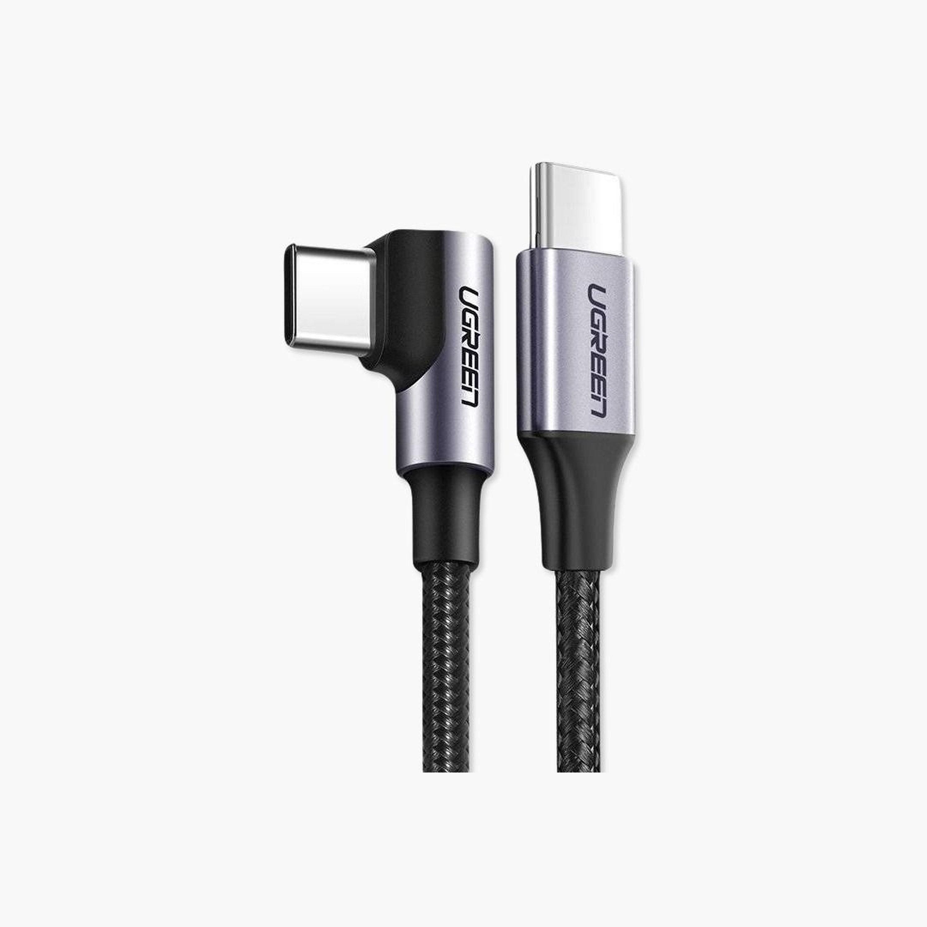 Ugreen Fast Charging Cable Right Angle USB-C to USB-C 2m 60W - Black-electronics-accessories-mobileaccesories-image-1