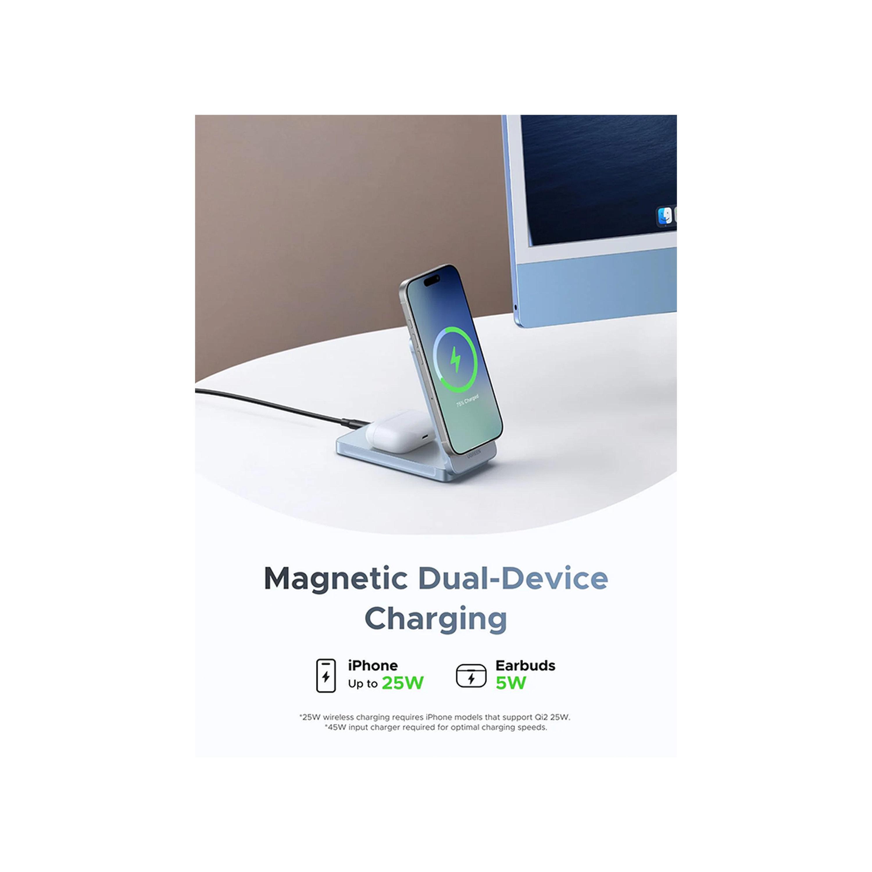 Ugreen MagFlow 2-in-1 Magnetic Wireless Charger 25W - Silver Grey-electronics-accessories-mobileaccesories-image-2