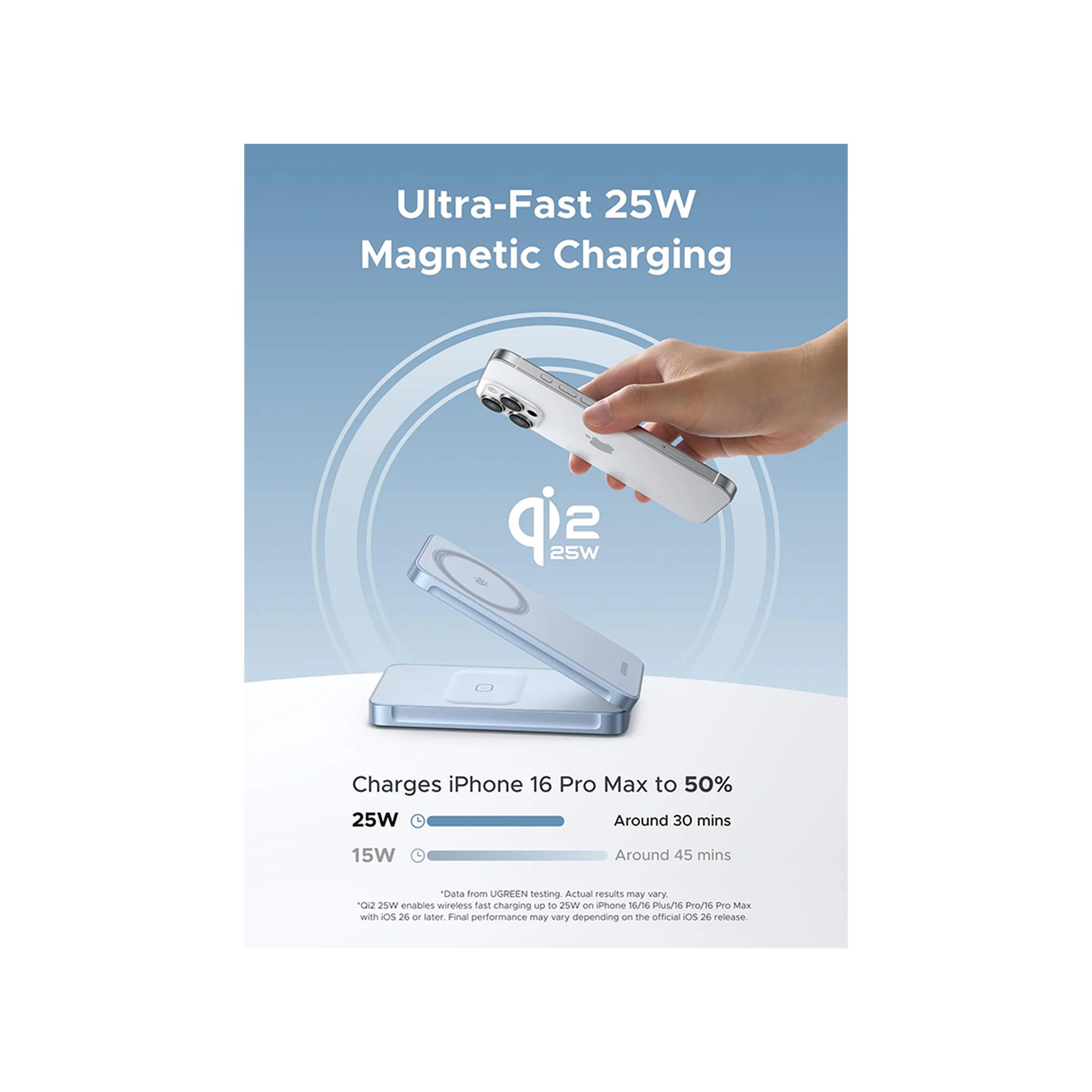 Ugreen MagFlow 2-in-1 Magnetic Wireless Charger 25W - Silver Grey-electronics-accessories-mobileaccesories-image-3
