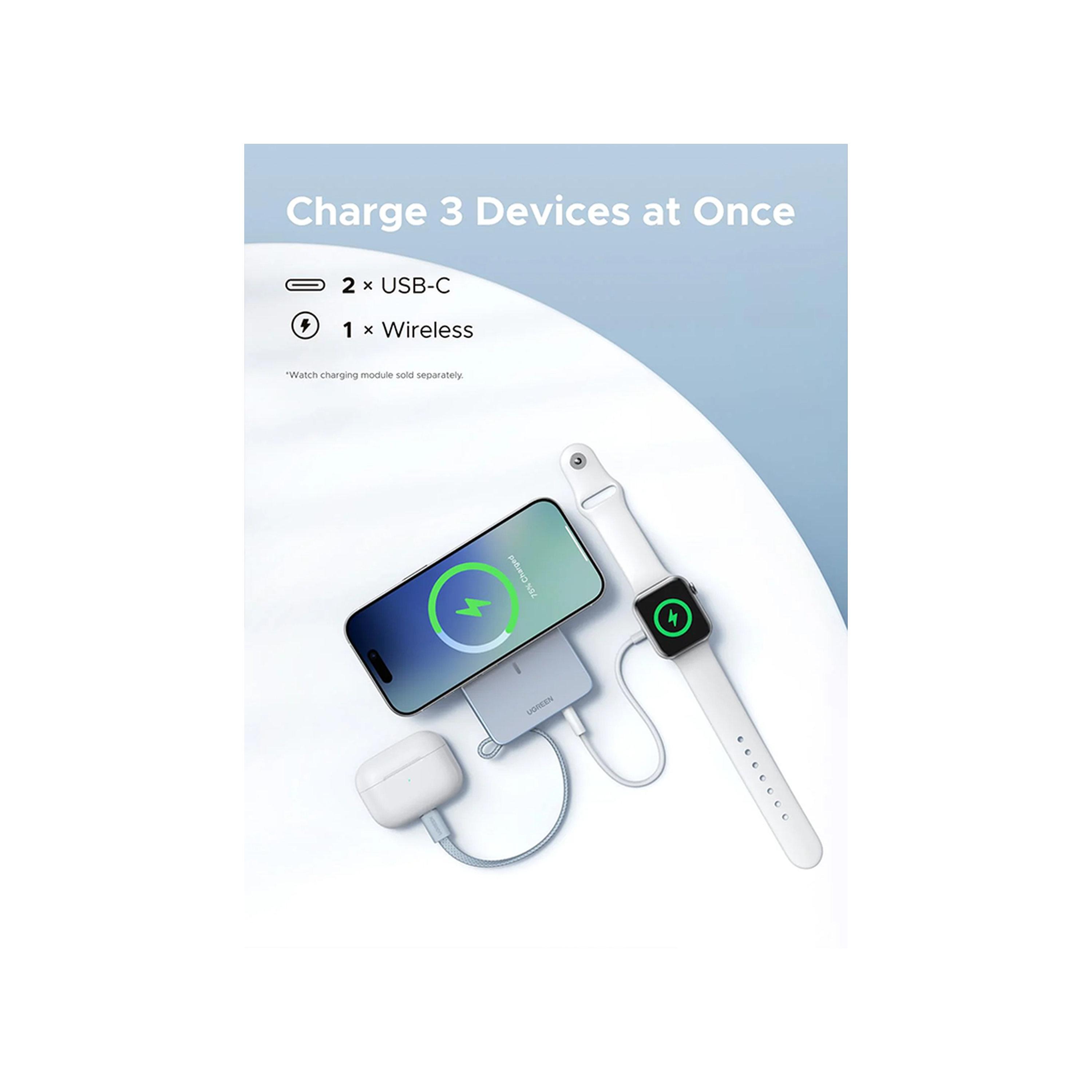 Ugreen MagFlow Magnetic Wireless Power Bank Built-in Cable and USB-C Port 10000mAh 25W - Silver Grey-electronics-accessories-mobileaccesories-image-5