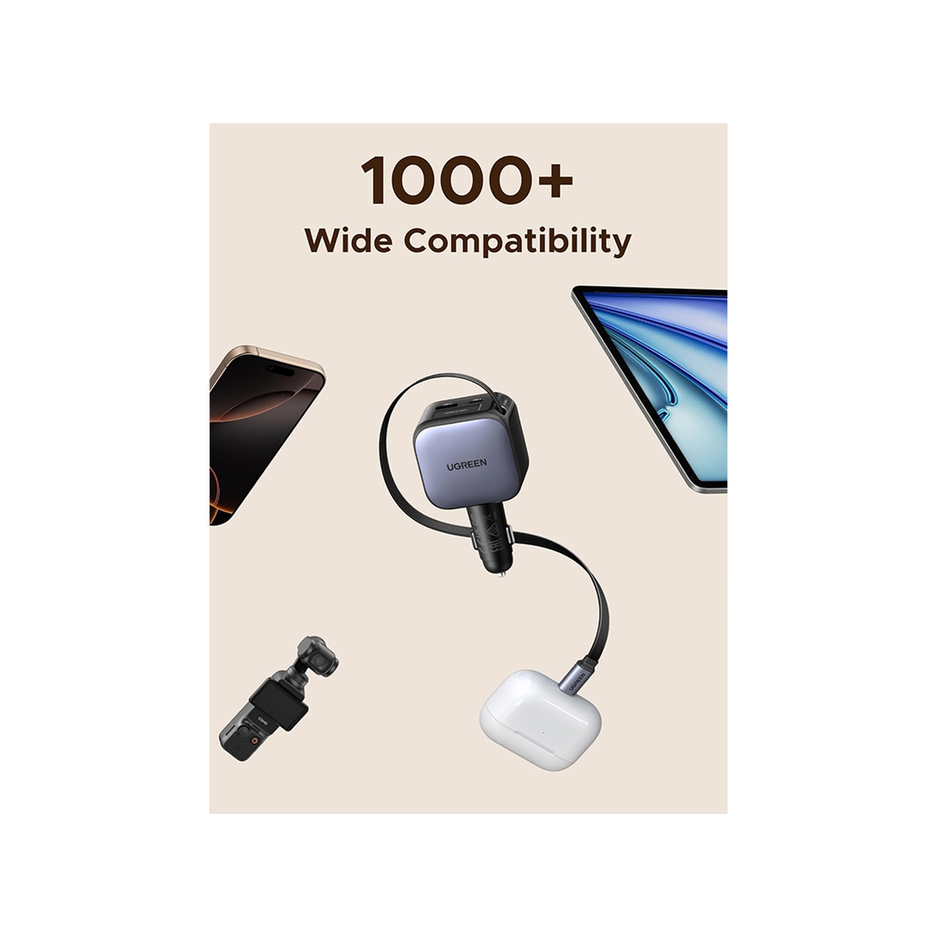 Ugreen Nexode Car Charger with Retractable USB-C and USB Ports 60W - Space Grey-electronics-accessories-mobileaccesories-image-5