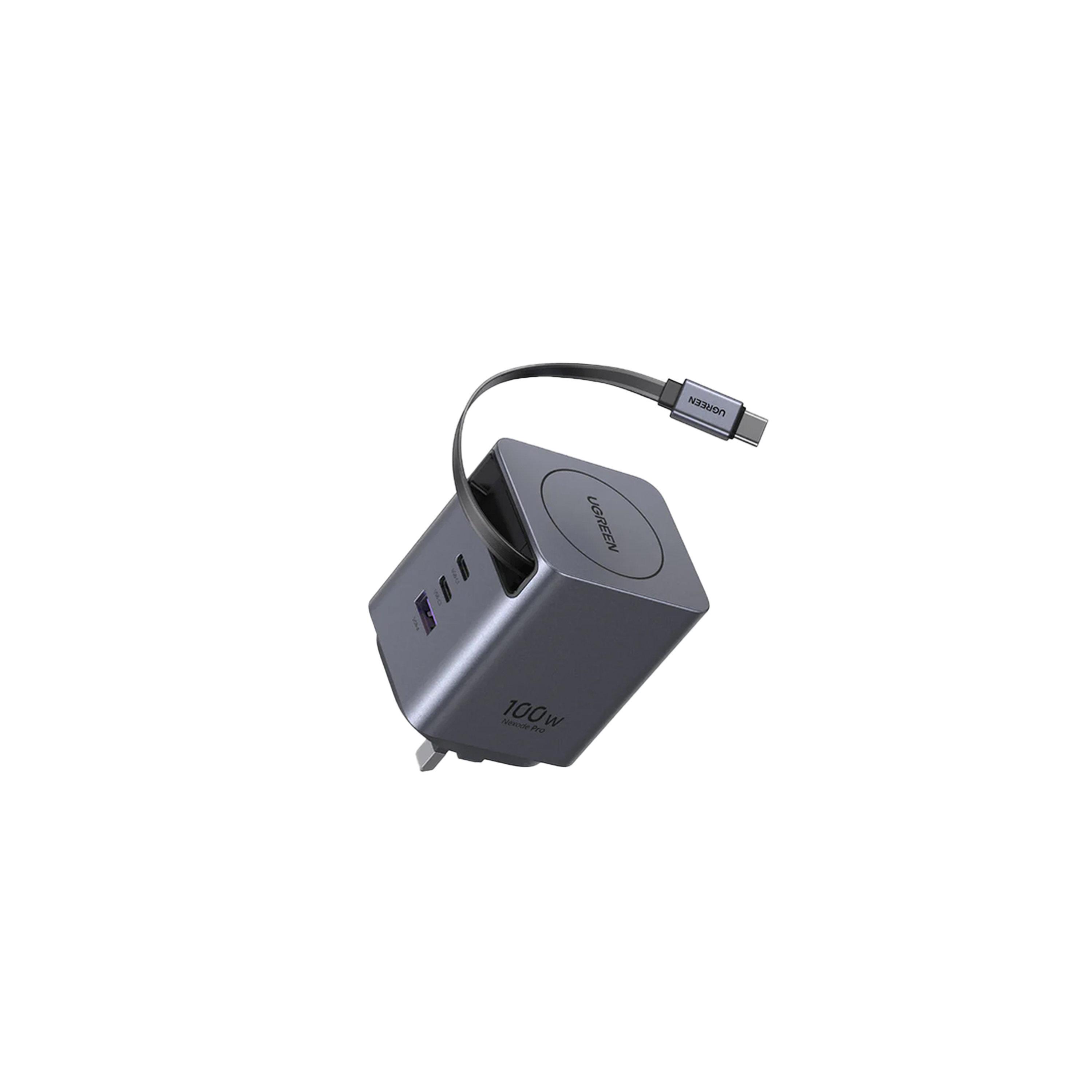 Ugreen Nexode Pro Wall Charger With Retractable Cable 2 USB-C and USB Ports 100W - Grey-electronics-accessories-mobileaccesories-image-2