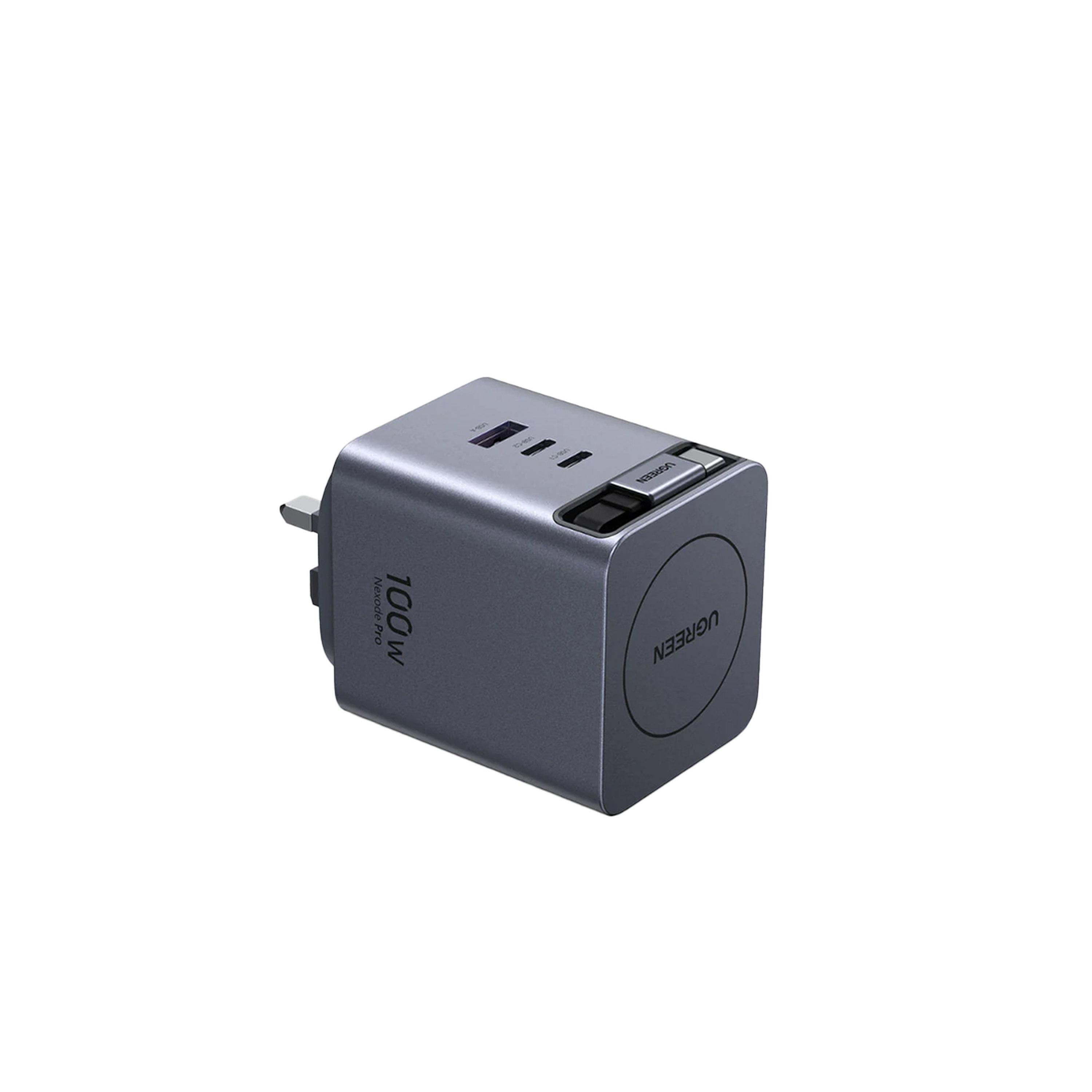 Ugreen Nexode Pro Wall Charger With Retractable Cable 2 USB-C and USB Ports 100W - Grey-electronics-accessories-mobileaccesories-image-4