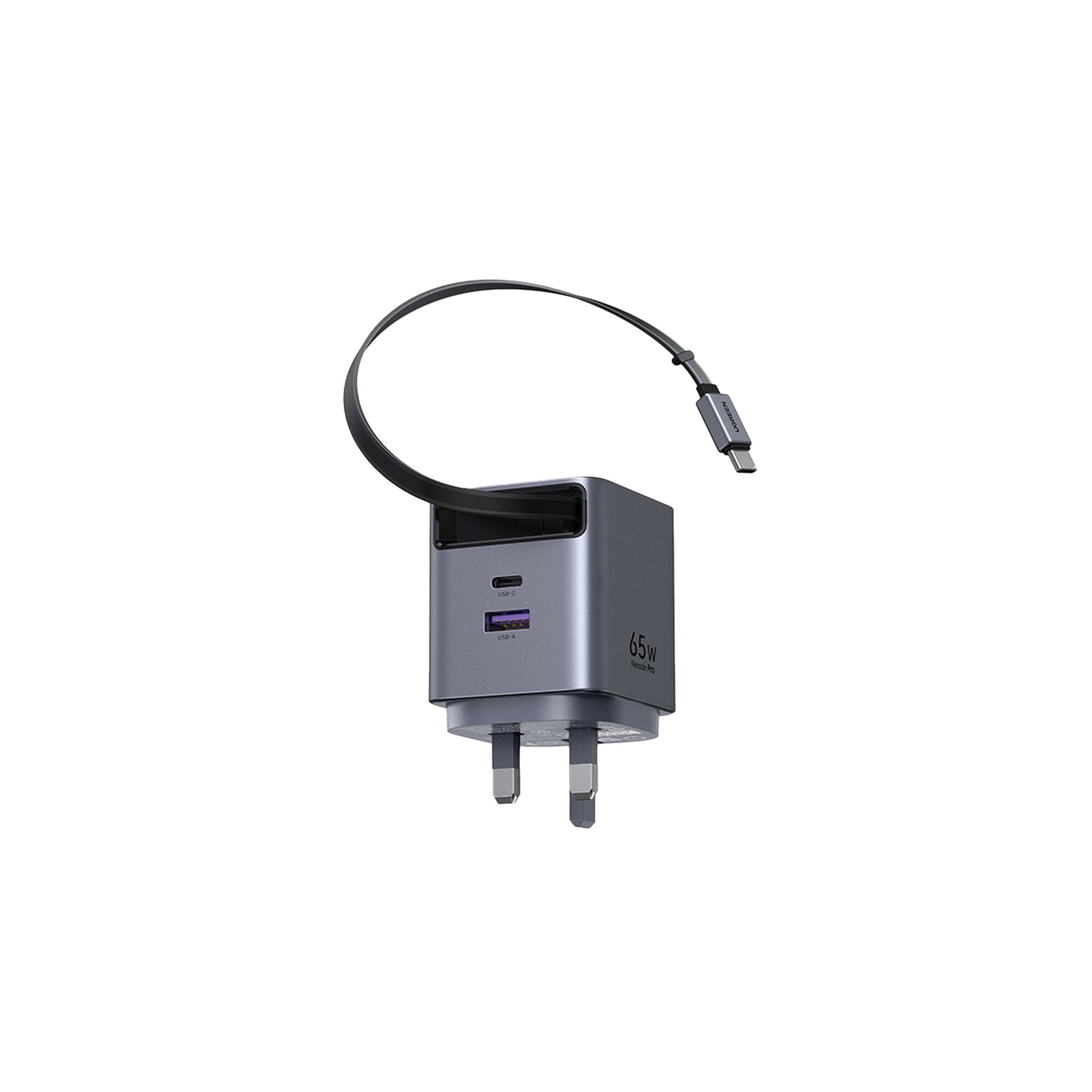 Ugreen Nexode Pro Wall Charger With Retractable Cable USB-C and USB Ports 65W - Grey-electronics-accessories-mobileaccesories-image-2