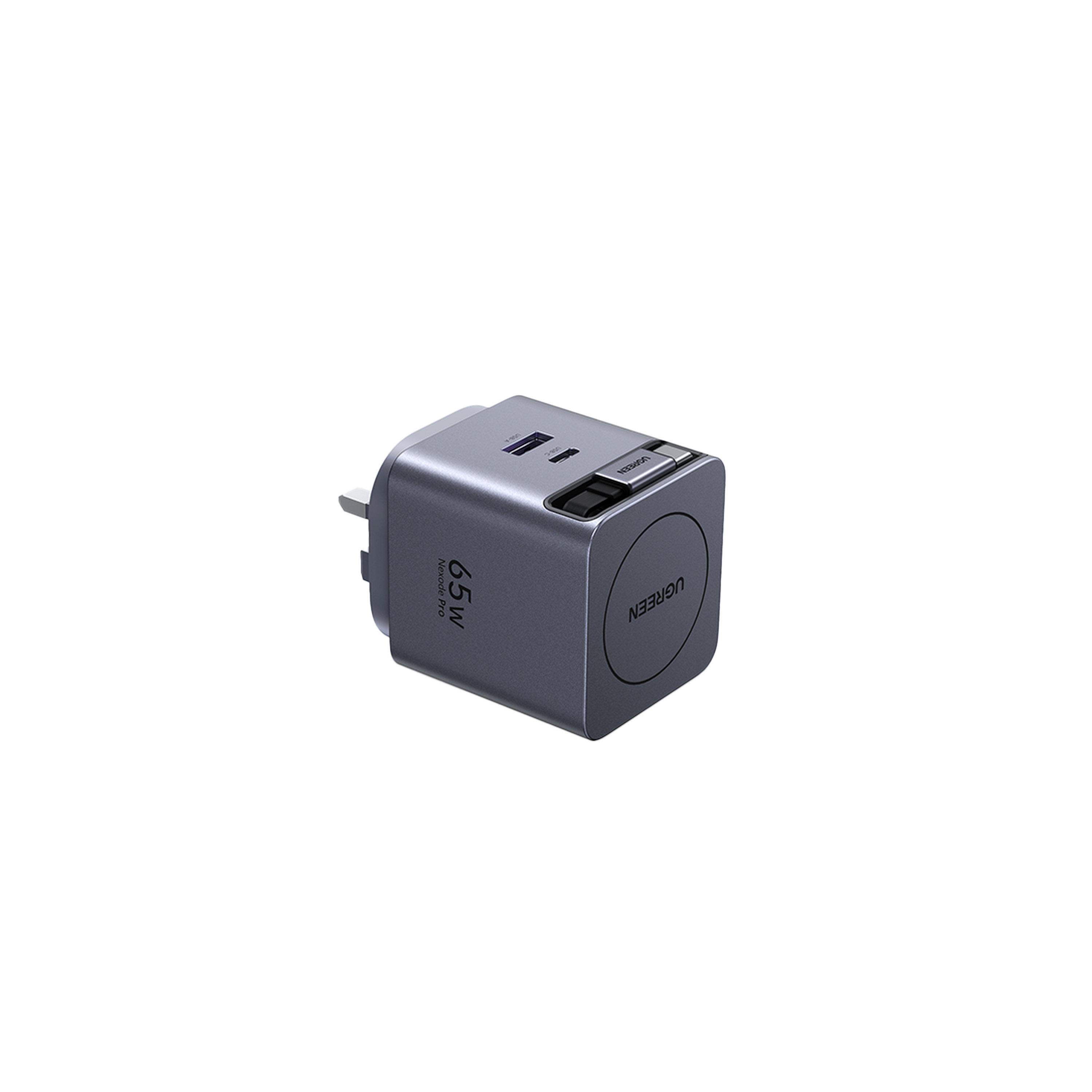 Ugreen Nexode Pro Wall Charger With Retractable Cable USB-C and USB Ports 65W - Grey-electronics-accessories-mobileaccesories-image-3