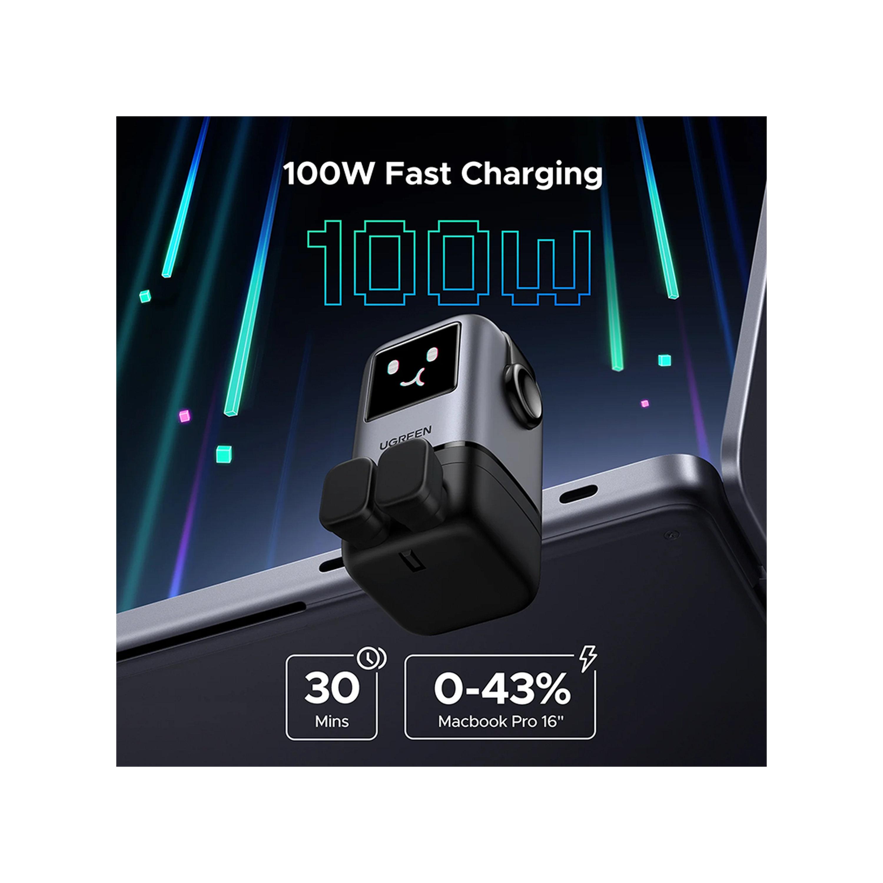 Ugreen Wall Chager Uno GaN Fast 3 USB-C and USB Ports 100W - Grey-electronics-portabledevices-image-4