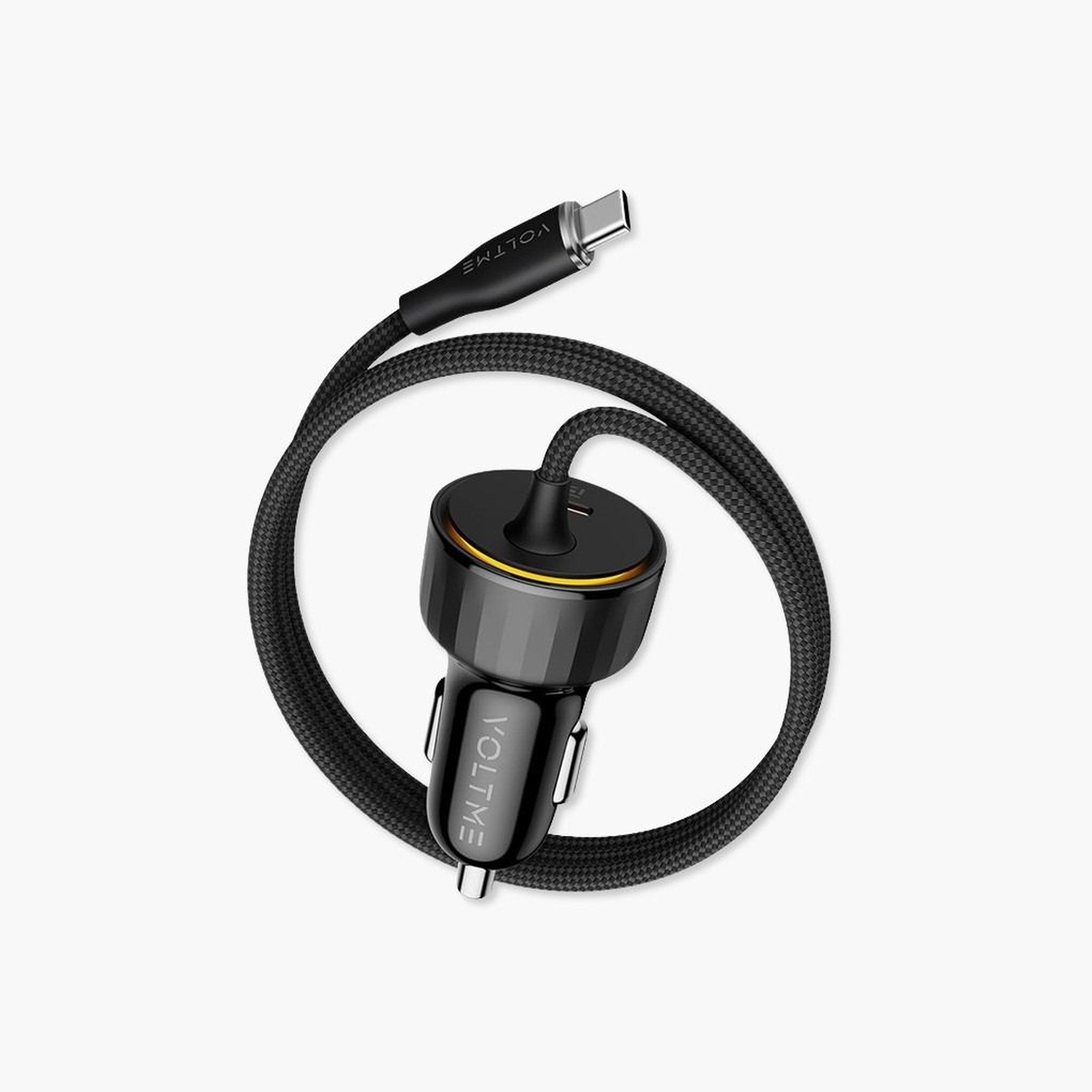 Voltme Car Charger Cazo Speedo+ USB-C Port and Built-in USB-C Cable 60W - Black-electronics-accessories-mobileaccesories-image-1