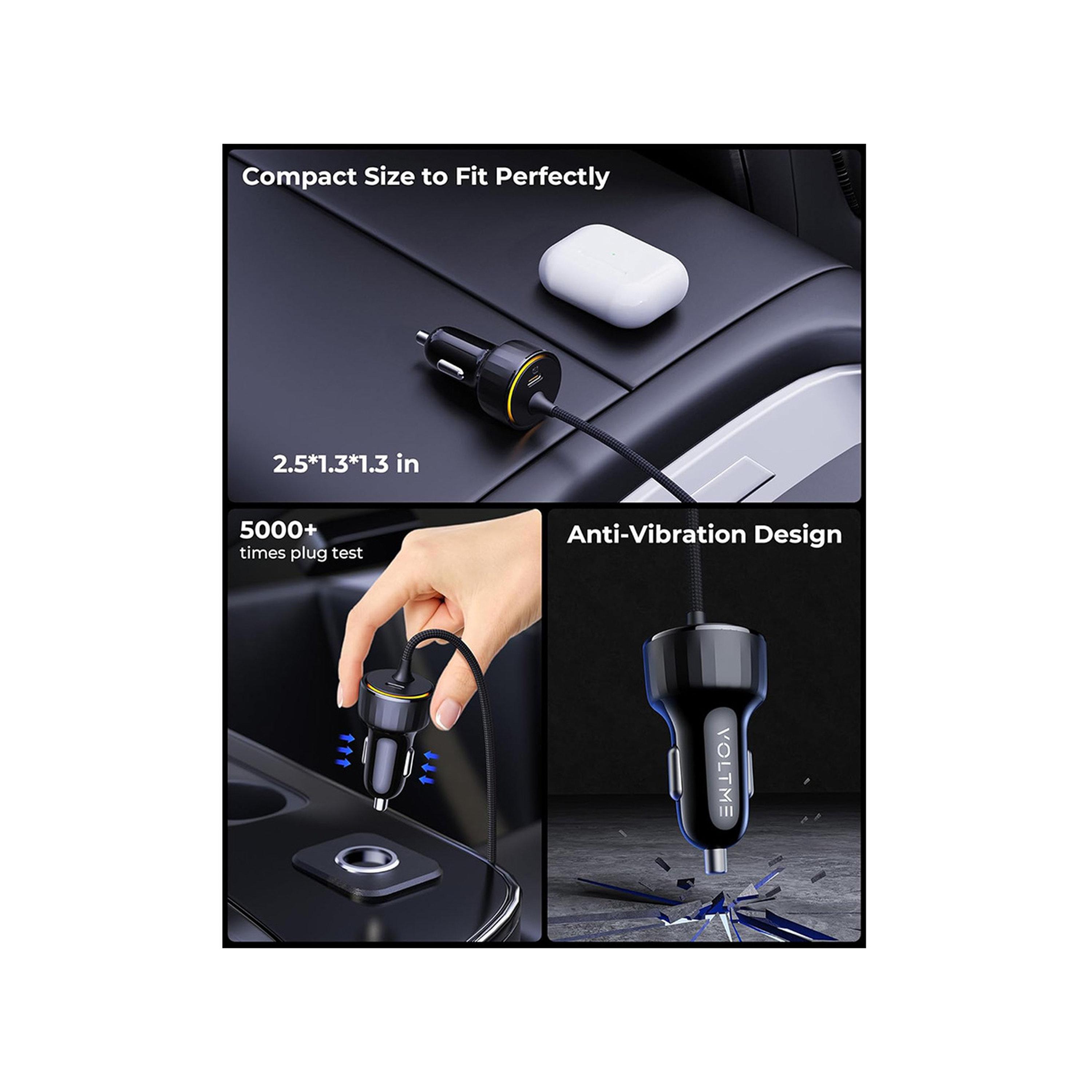 Voltme Car Charger Cazo Speedo+ USB-C Port and Built-in USB-C Cable 60W - White-electronics-accessories-mobileaccesories-image-2