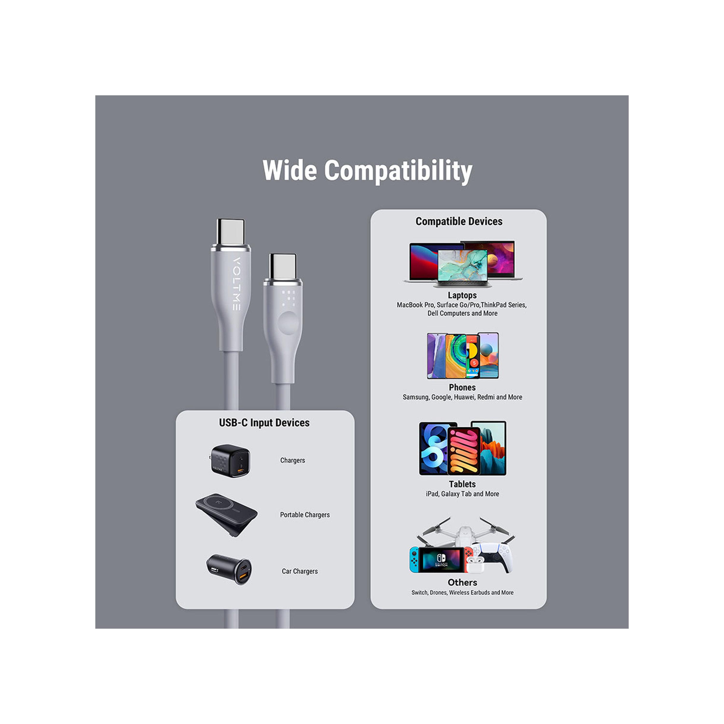 Voltme Moss Series Cable USB-C To USB-C 1.8m 100W - Grey-electronics-accessories-mobileaccesories-image-2