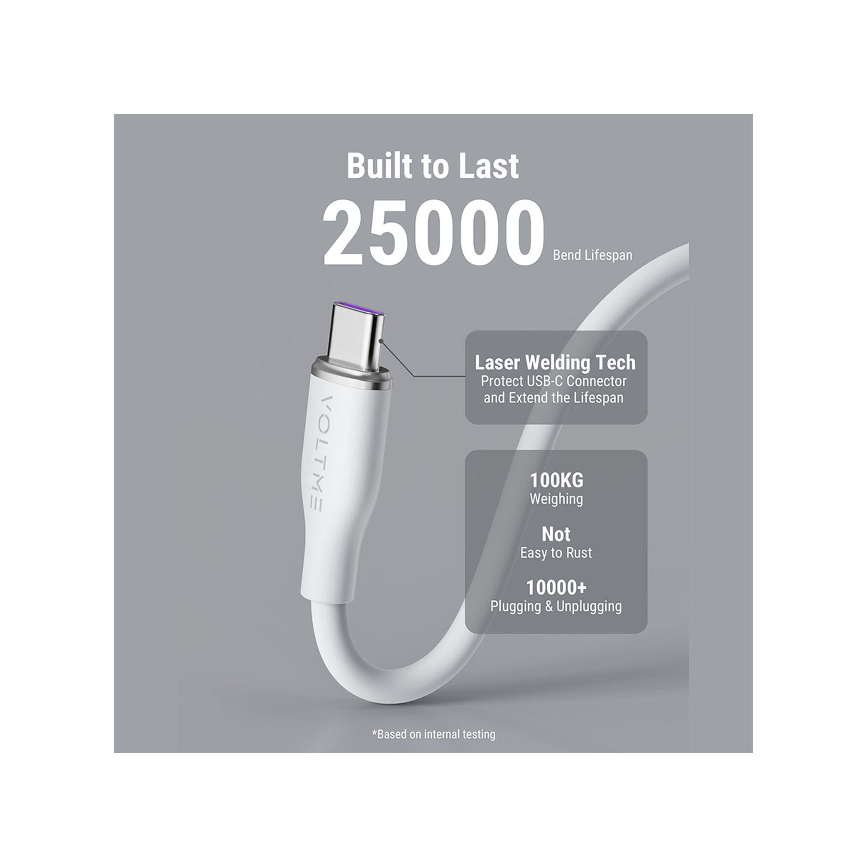 Voltme Moss Series Cable USB-C To USB-C 1.8m 100W - White-electronics-accessories-mobileaccesories-image-2
