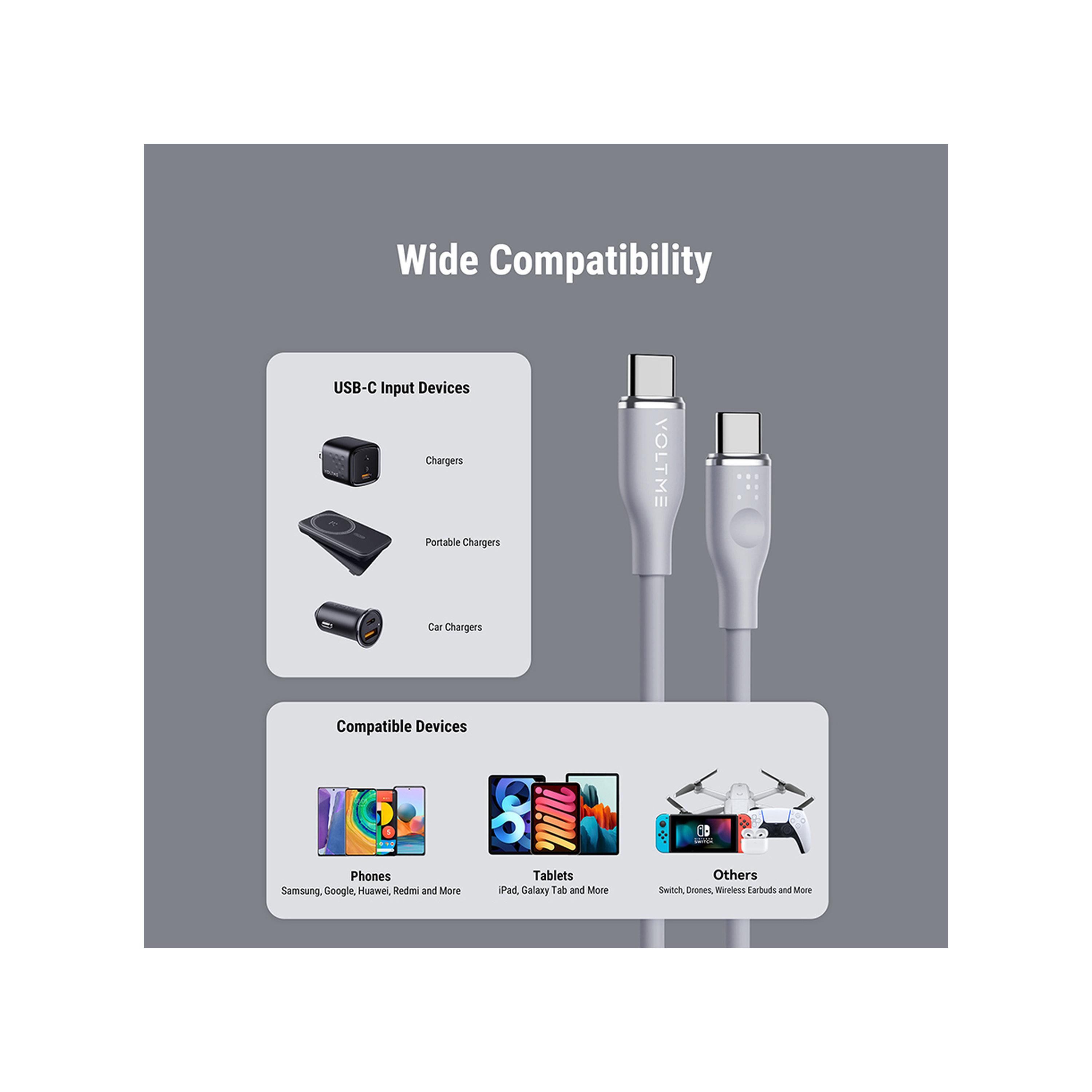 Voltme Moss Series Cable USB-C To USB-C 1.8m 60W - Grey-electronics-accessories-mobileaccesories-image-3