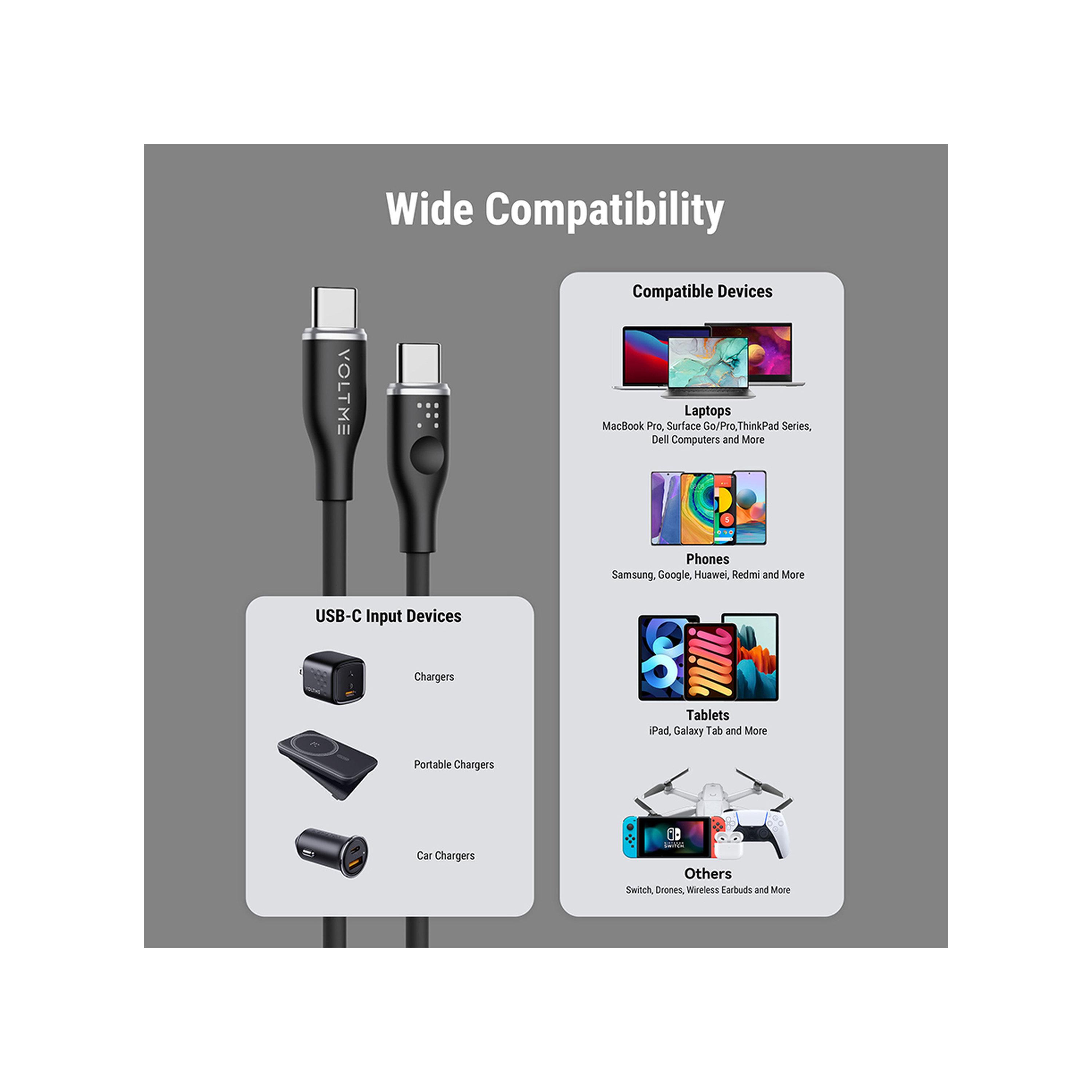 Voltme Moss Series Cable USB-C To USB-C 1m 100W - Black-electronics-accessories-mobileaccesories-image-2
