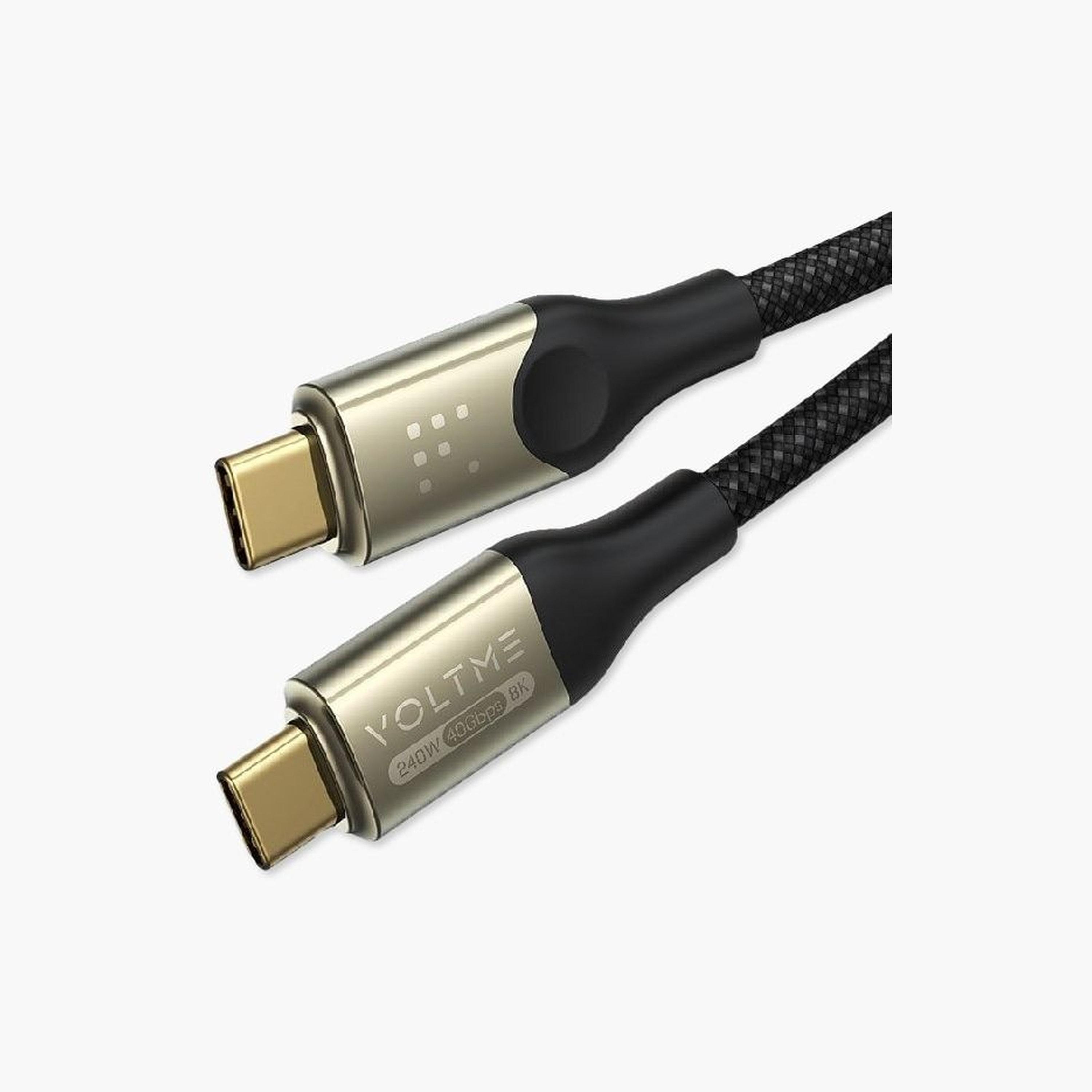 Voltme PowerLink Utron Series Nylon Cable USB-C To USB-C 1.2m 240W - Black-electronics-accessories-mobileaccesories-image-1