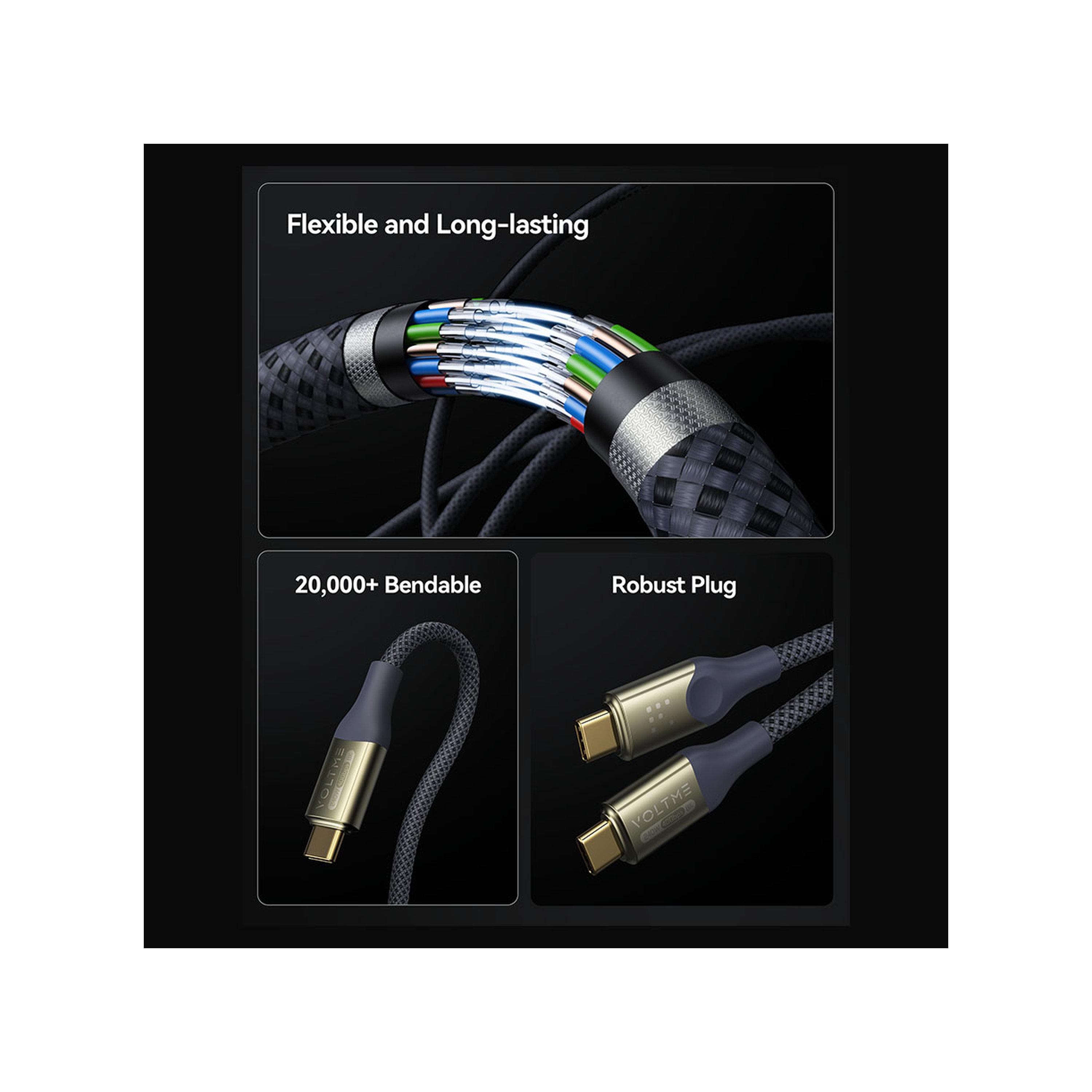 Voltme PowerLink Utron Series Nylon Cable USB-C To USB-C 1.2m 240W - Black-electronics-accessories-mobileaccesories-image-3