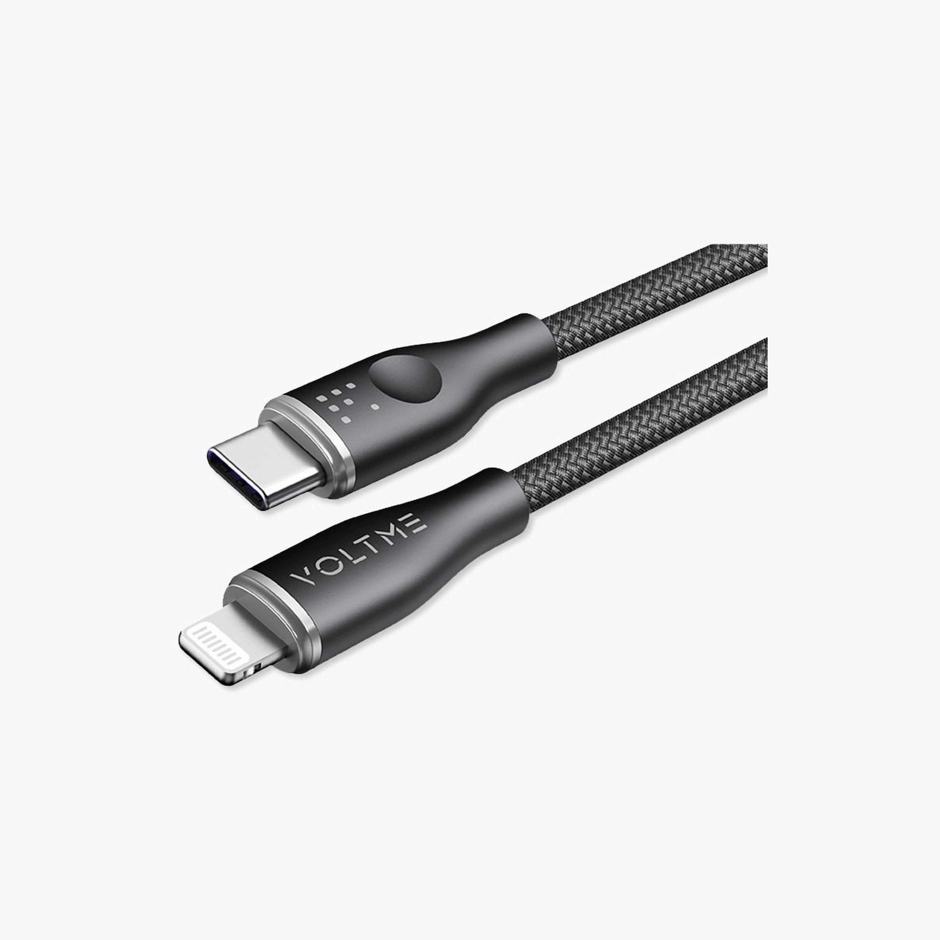 Voltme Rugg Series Nylon Cable USB-C To Lightning 1.2m 30W - Black-electronics-accessories-mobileaccesories-image-1