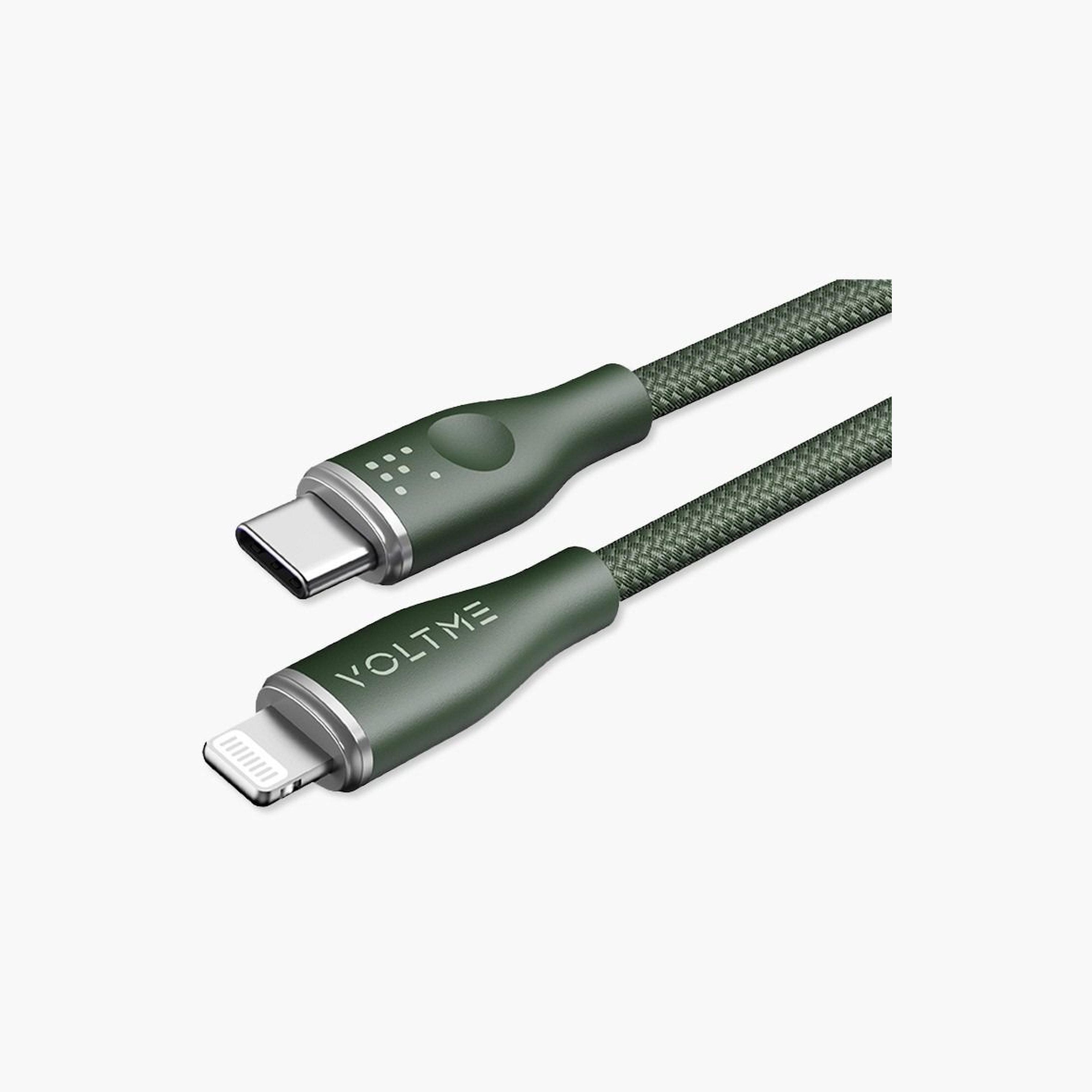 Voltme Rugg Series Nylon Cable USB-C To Lightning 1.2m 30W - Green-electronics-accessories-mobileaccesories-image-1