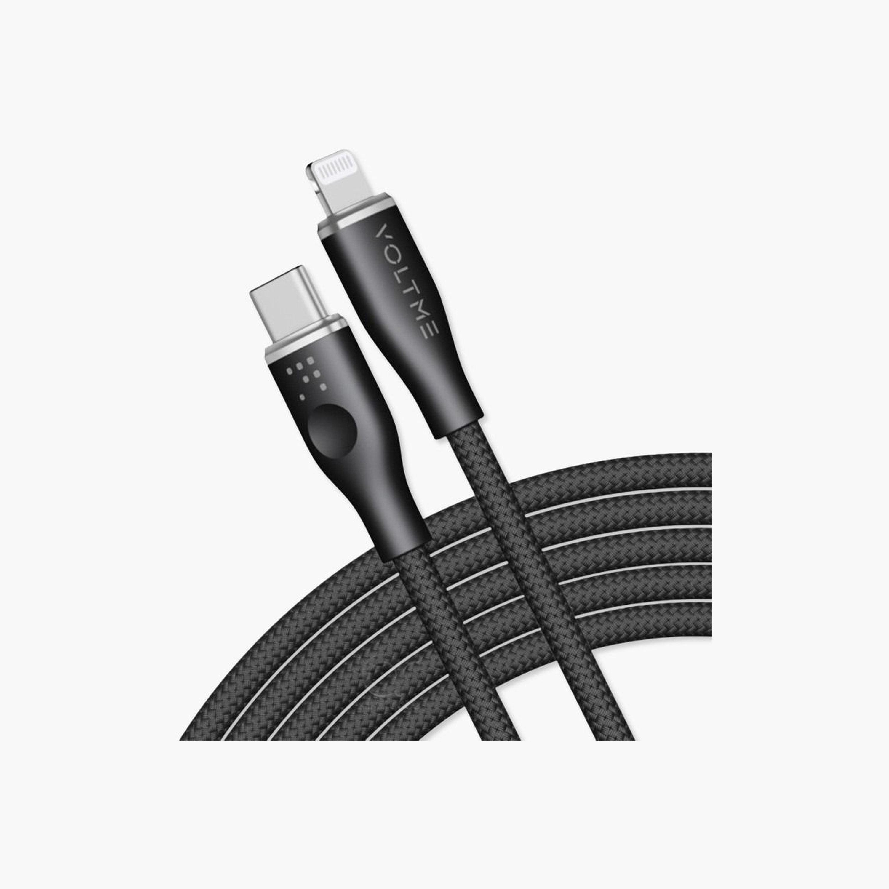 Voltme Rugg Series Nylon Cable USB-C To Lightning 2m 30W - Black-electronics-accessories-mobileaccesories-image-1