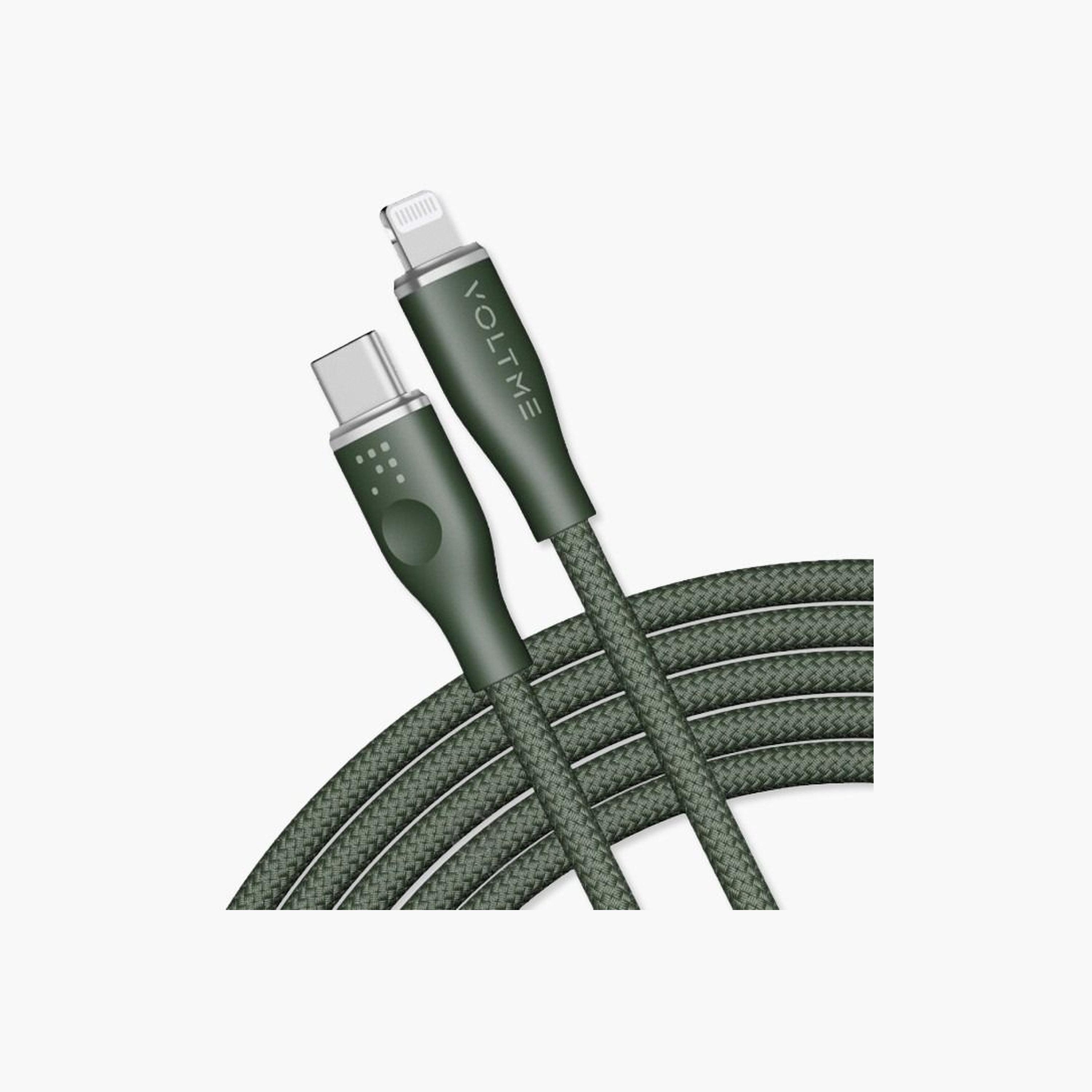Voltme Rugg Series Nylon Cable USB-C To Lightning 2m 30W - Green-electronics-accessories-mobileaccesories-image-1