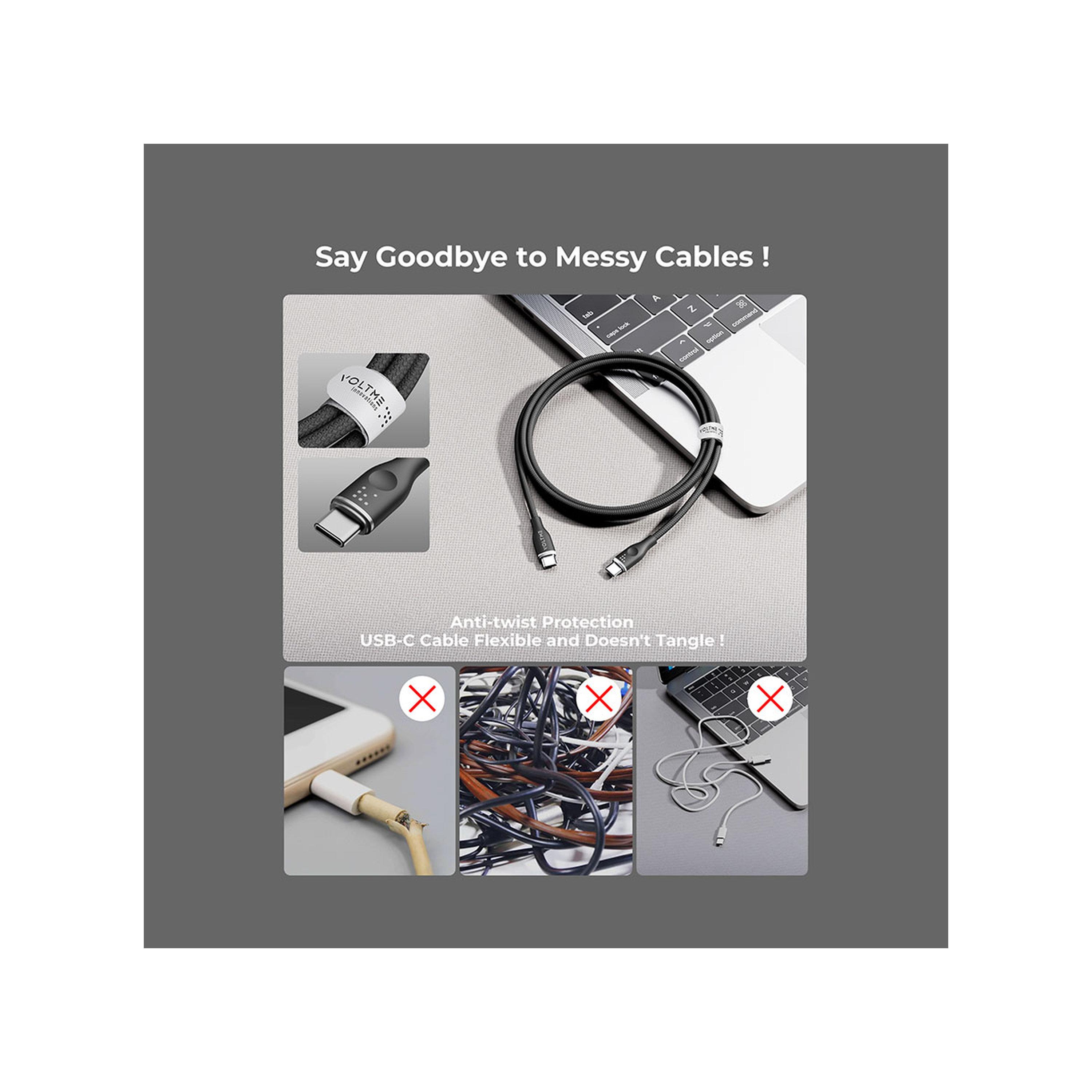Voltme Rugg Series Nylon Cable USB-C To USB-C 1m 100W - Black-electronics-accessories-mobileaccesories-image-2