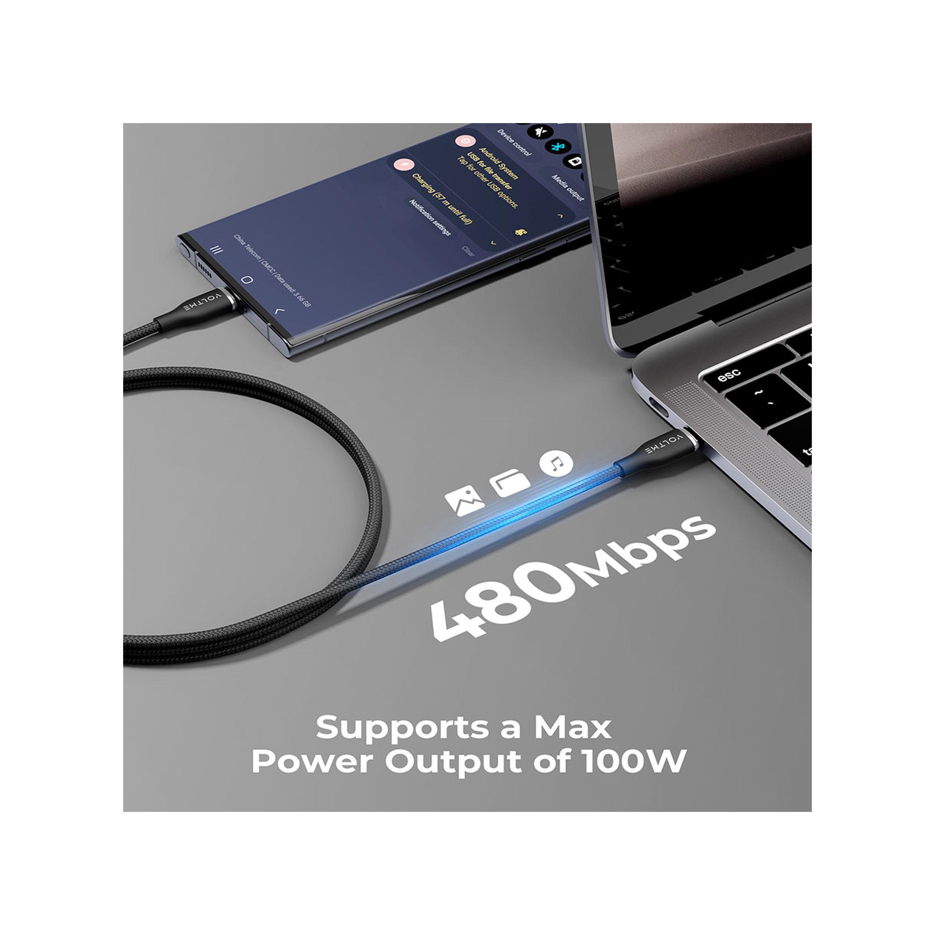 Voltme Rugg Series Nylon Cable USB-C To USB-C 1m 100W - Black-electronics-accessories-mobileaccesories-image-4