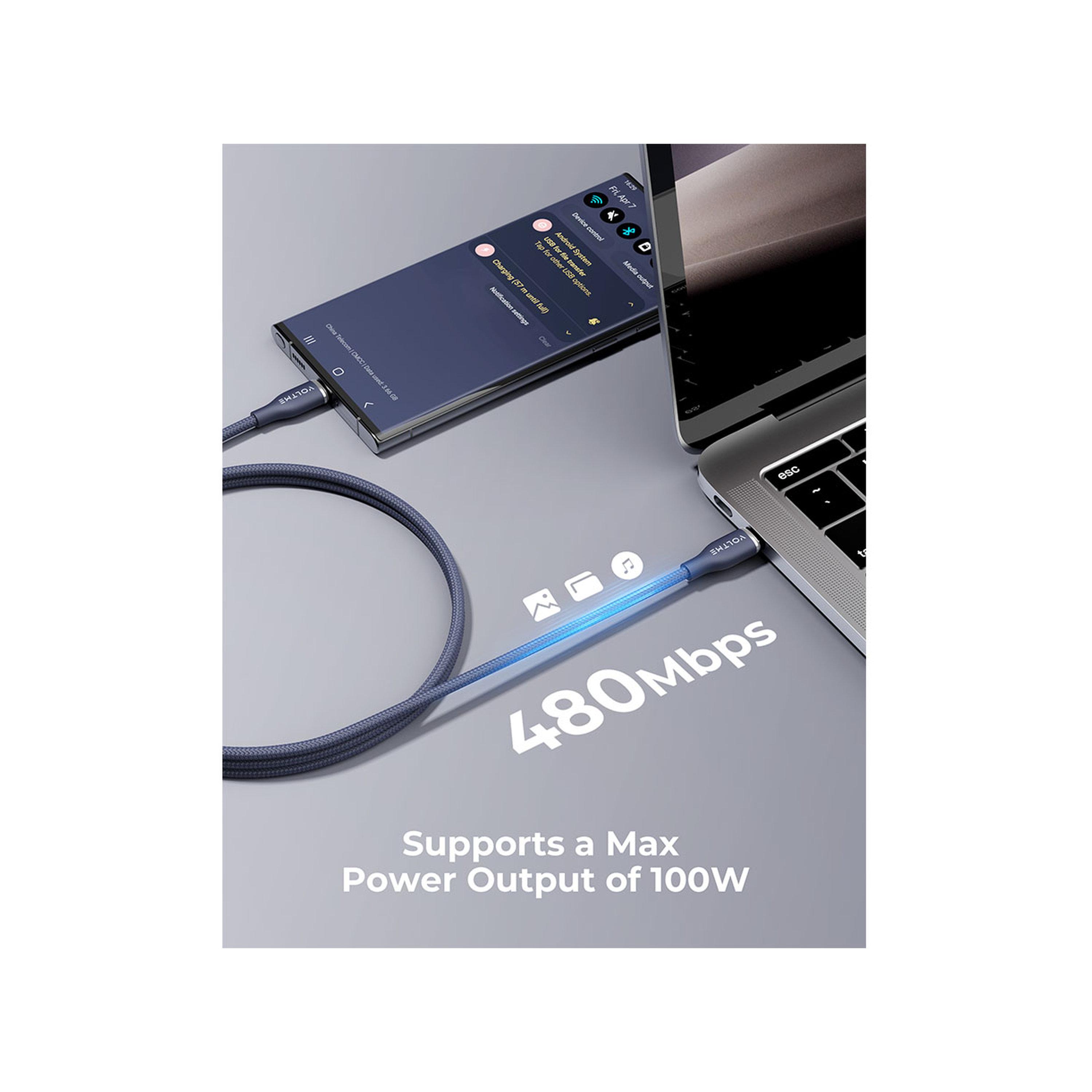 Voltme Rugg Series Nylon Cable USB-C To USB-C 1m 100W - Blue-electronics-accessories-mobileaccesories-image-3