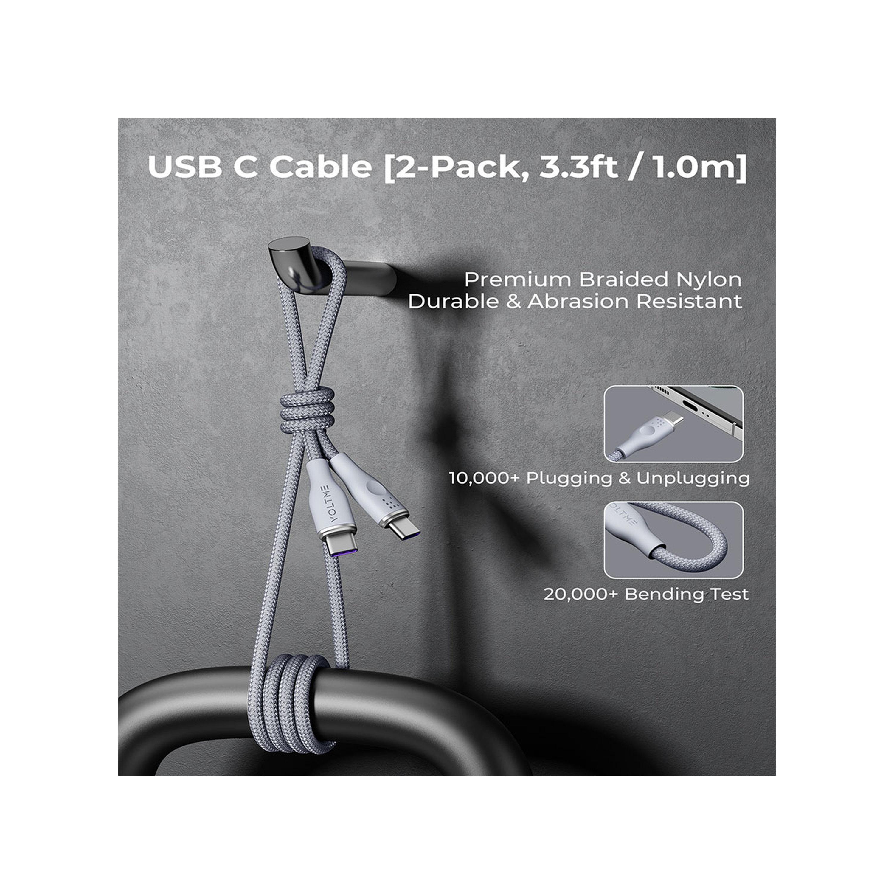 Voltme Rugg Series Nylon Cable USB-C To USB-C 1m 100W - Grey-electronics-accessories-mobileaccesories-image-2