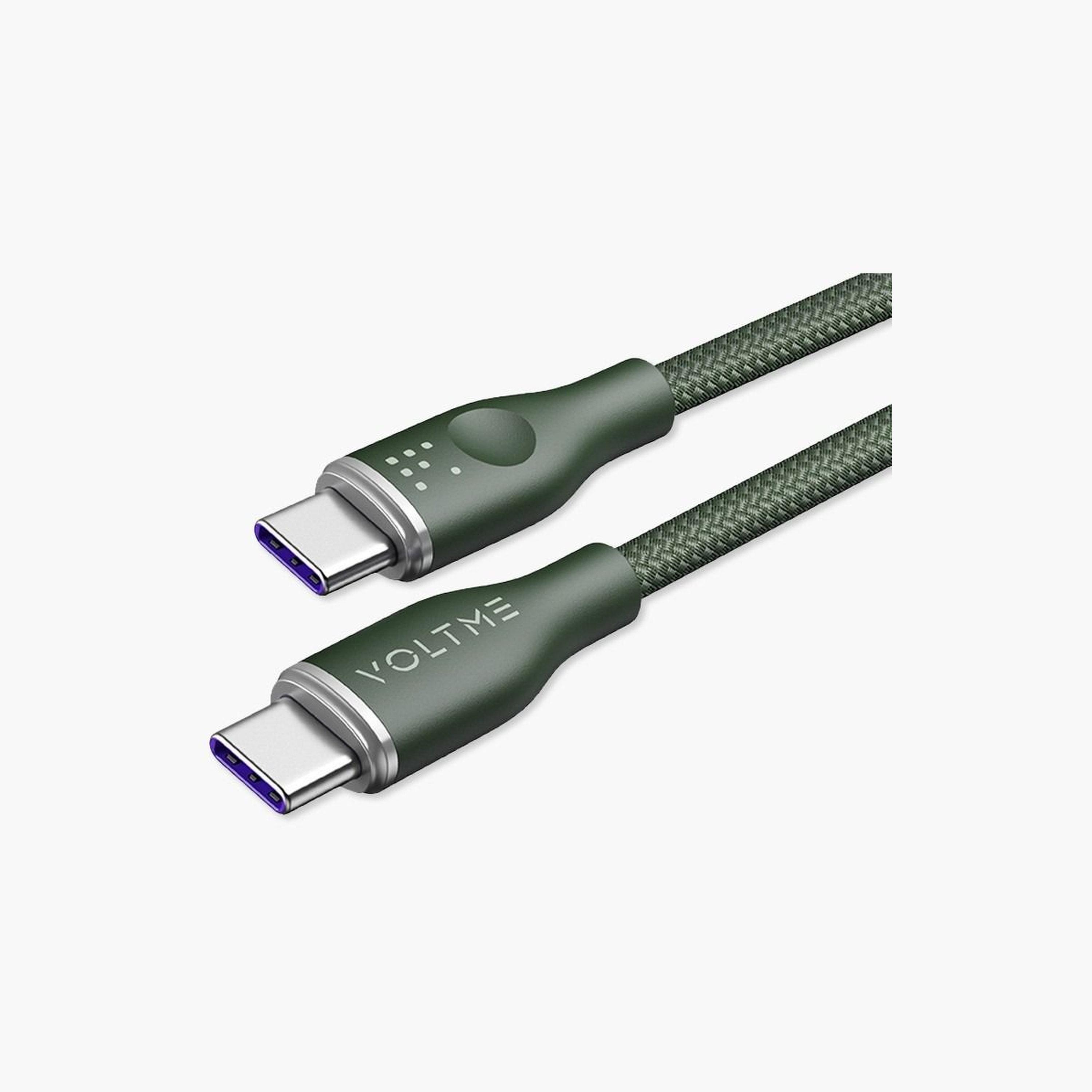 فولت مي - كابل نايلون مقوّى يو اس بي-سي - يو اس بي-سي طول 1 متر قدرة 100 واط - أخضر-electronics-accessories-mobileaccesories-image-1